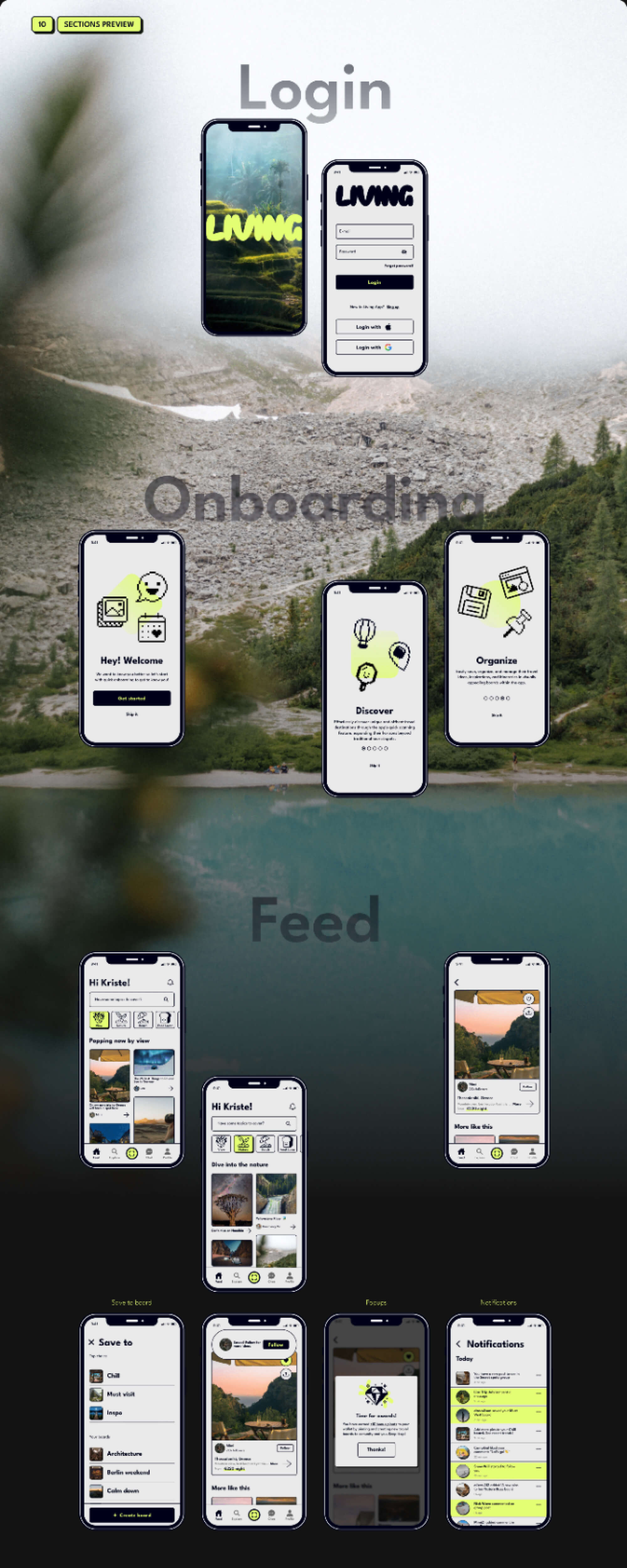 Living - Free Travel App UI Kit + Wireframes (Demo) presentation image