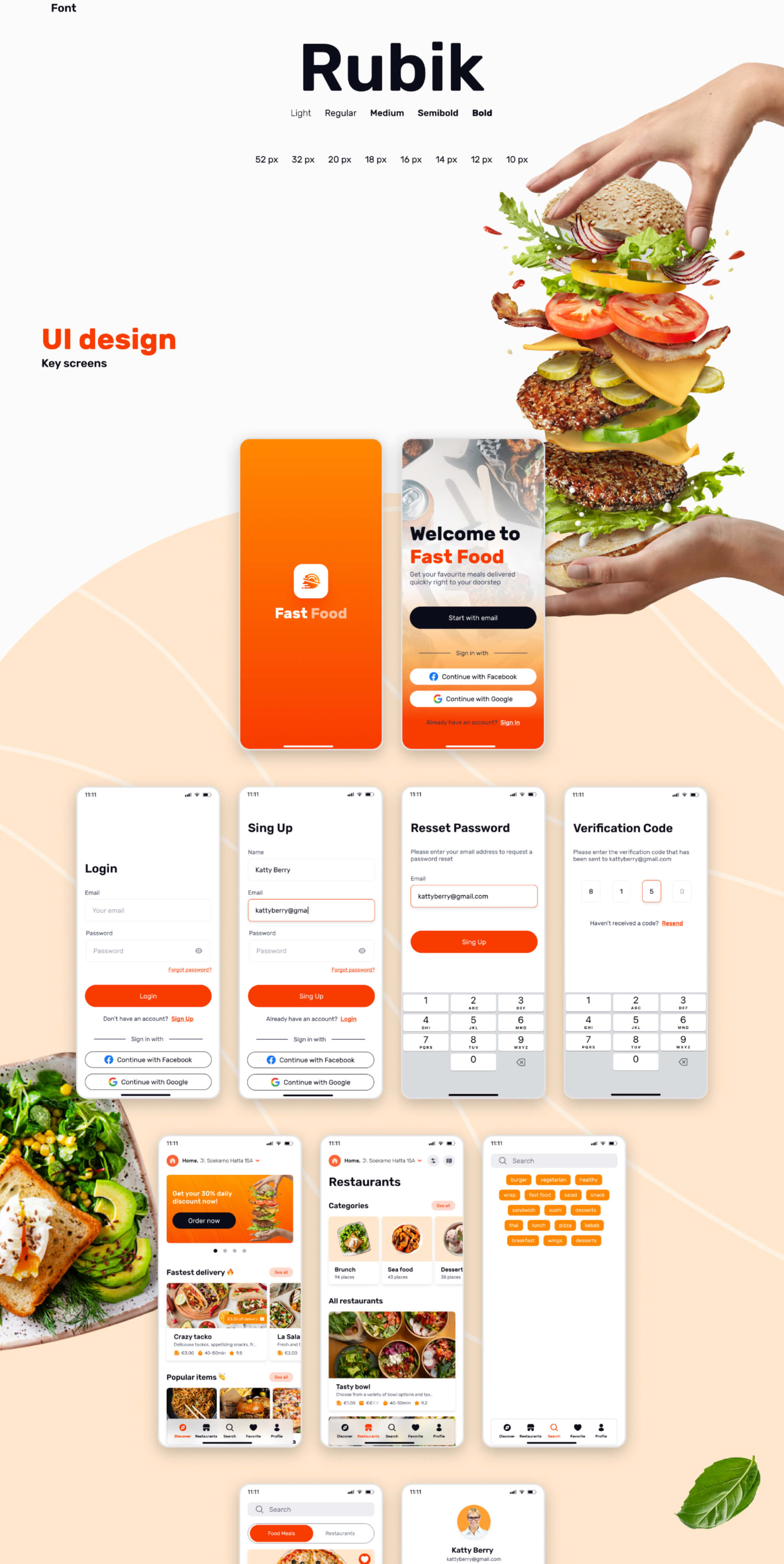 Fast Food App - Free Delivery App UI Kit presentation image