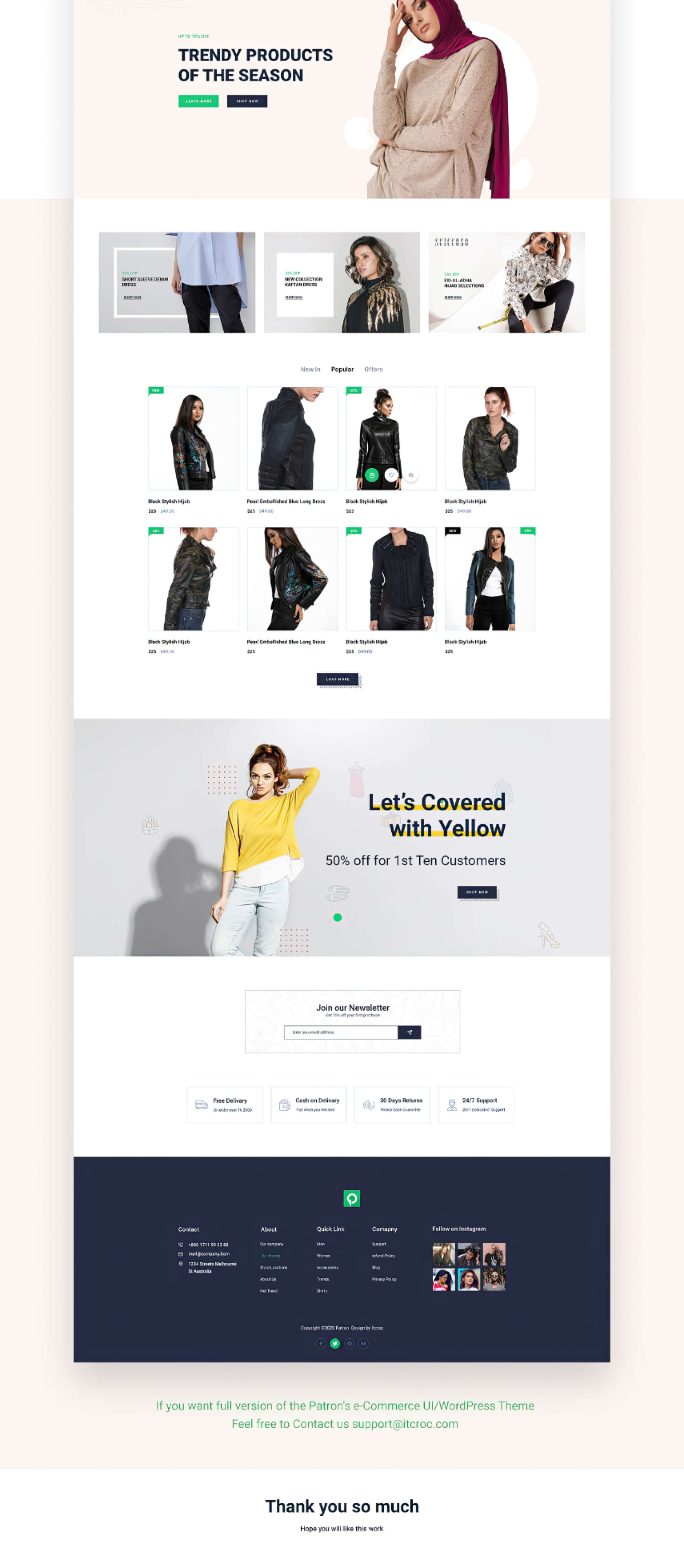 Patron – Free Modern And Minimalistic E-Commerce PSD presentation image