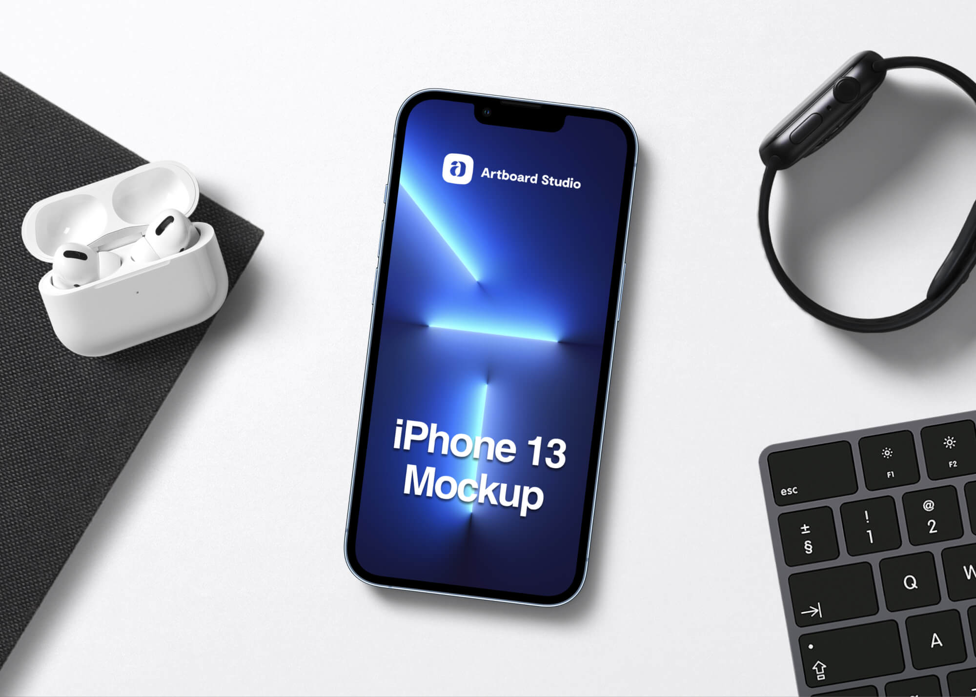 Free iPhone 13 Mockup Scene presentation image
