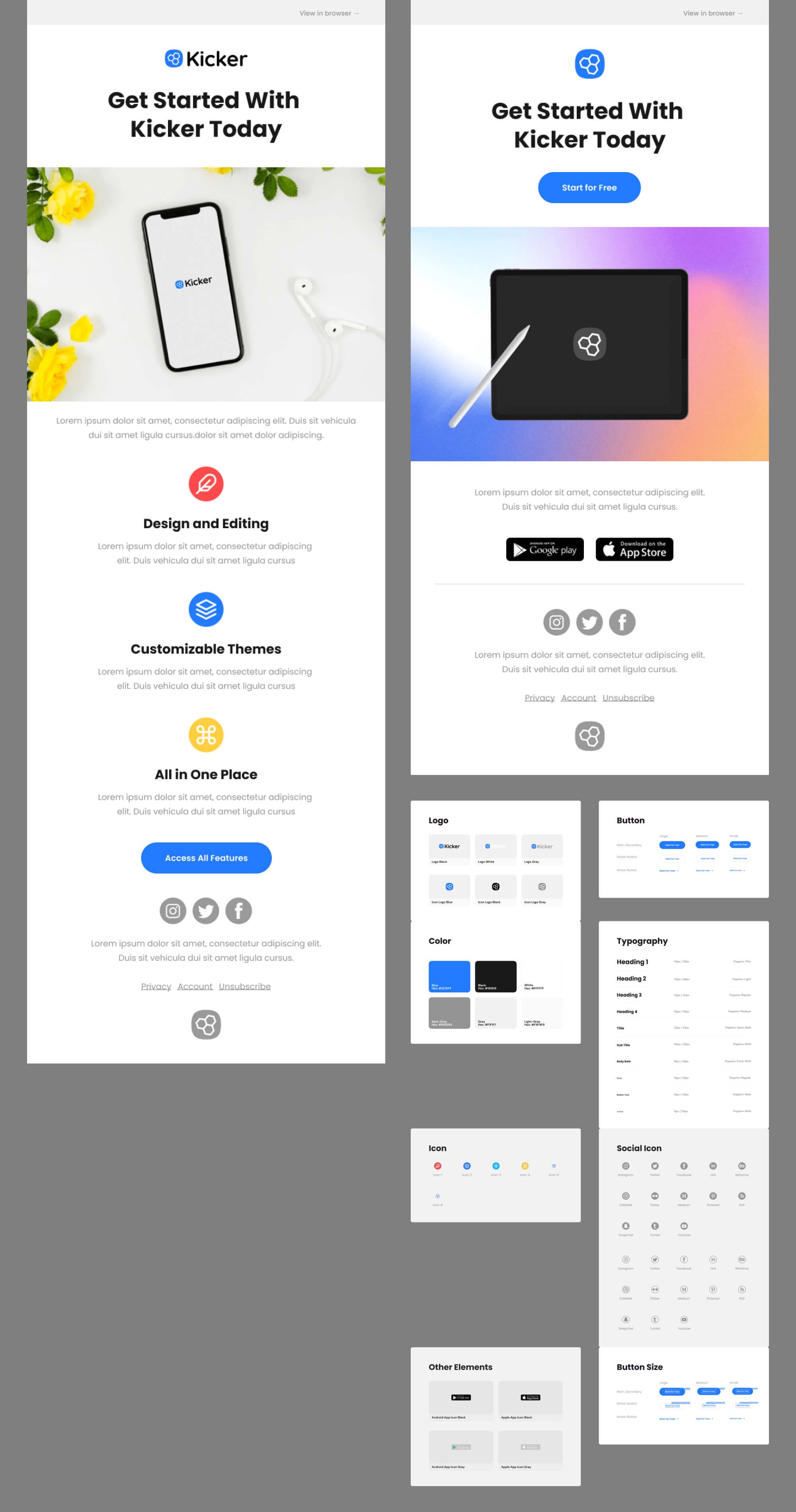 Kicker - Email Design System For Startup presentation image