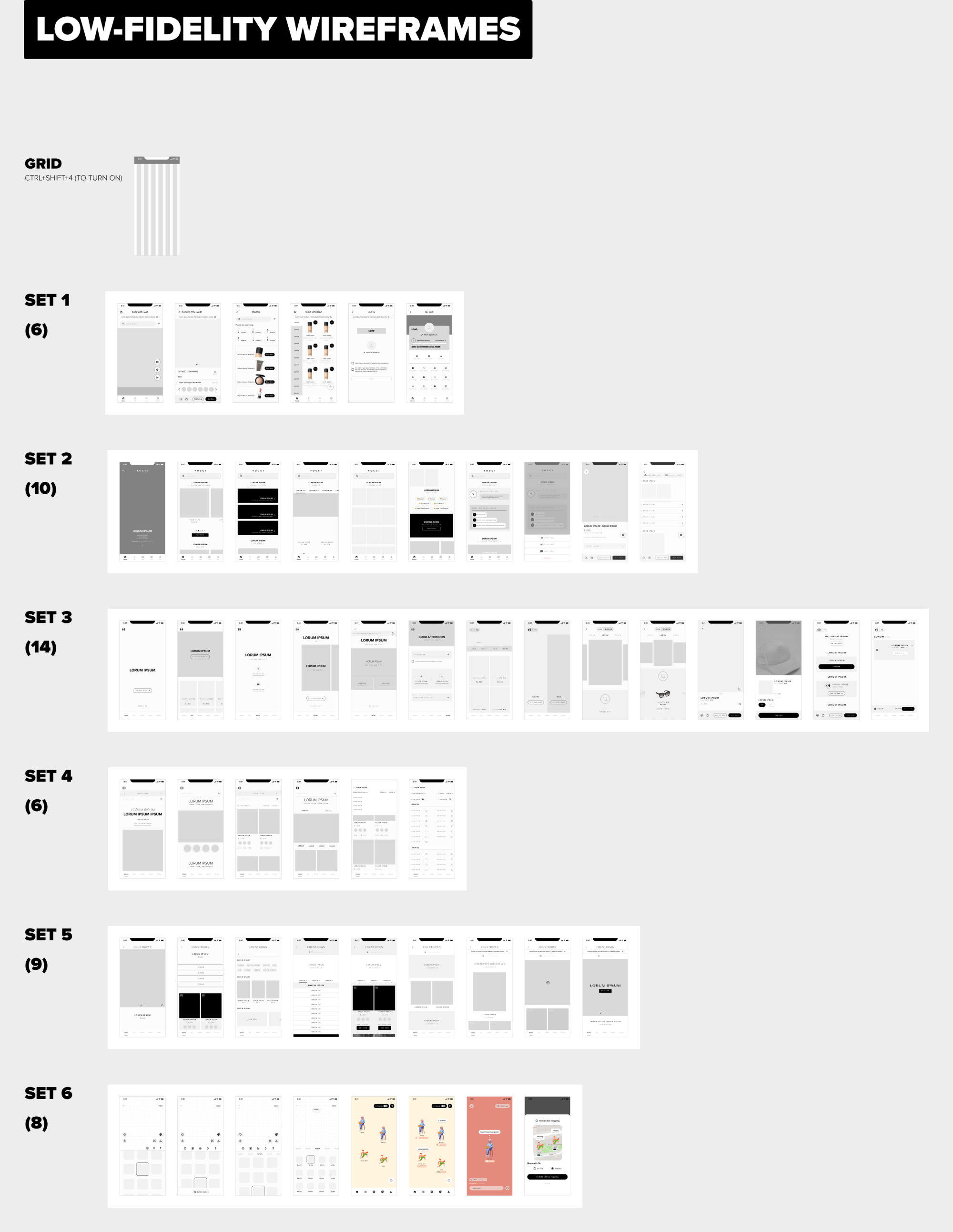 50+ UI | App Screens | Wireframes (Auto Layout Applied) presentation image
