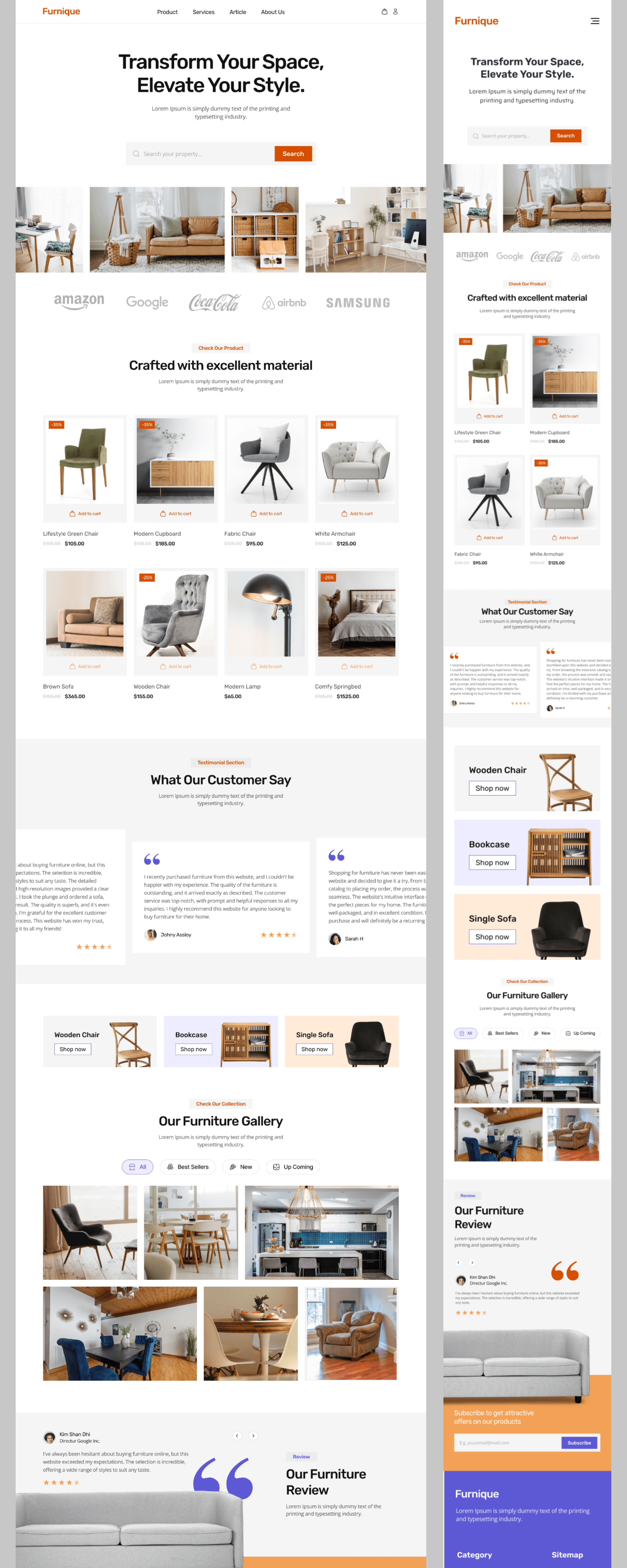 Furniture - Minimalist Landing Page presentation image