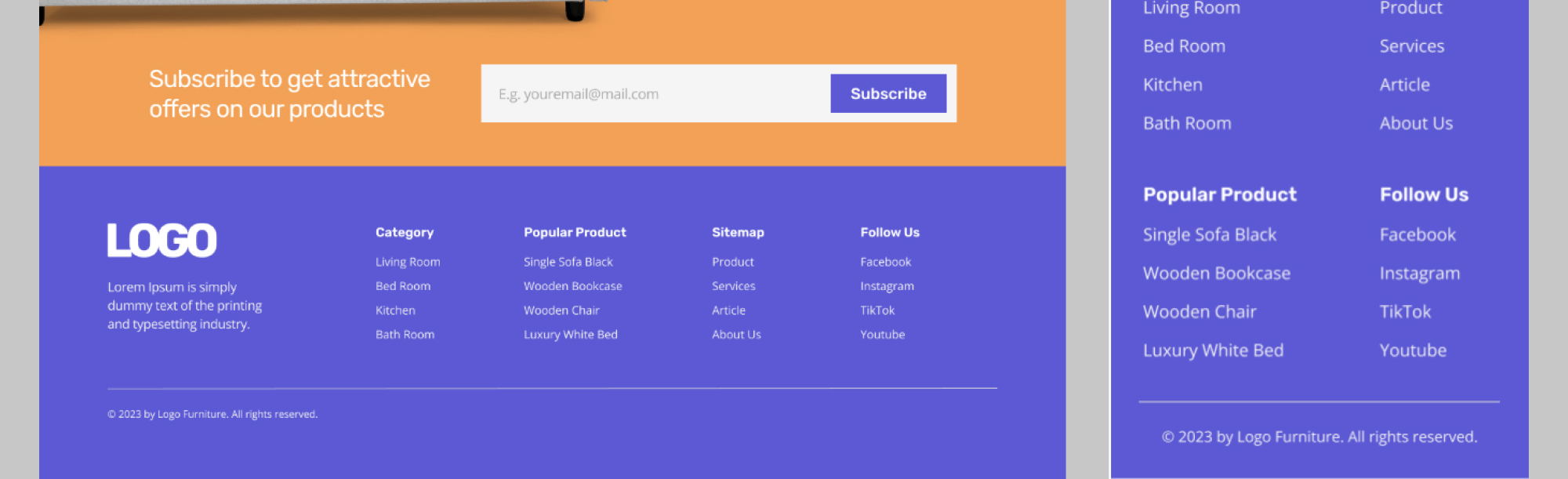 Furniture - Minimalist Landing Page presentation image