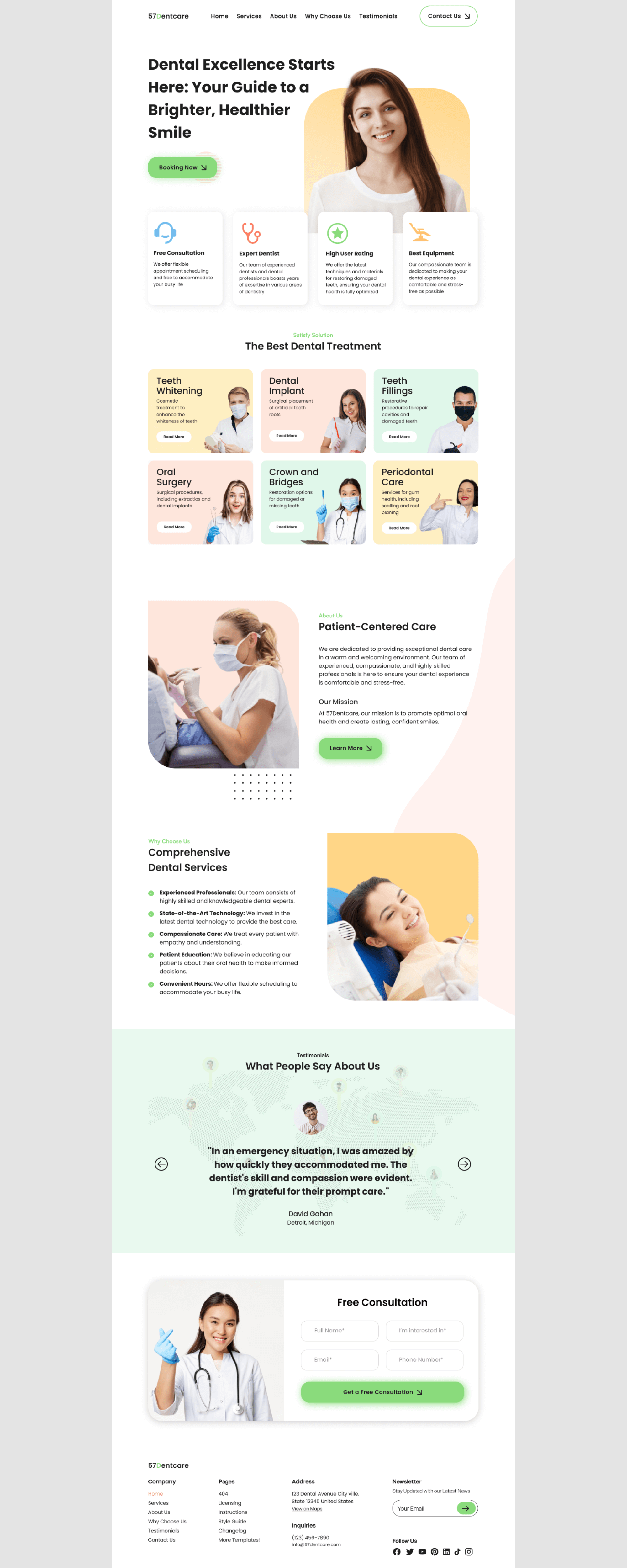57DentCare - Dental Care Landing Page presentation image