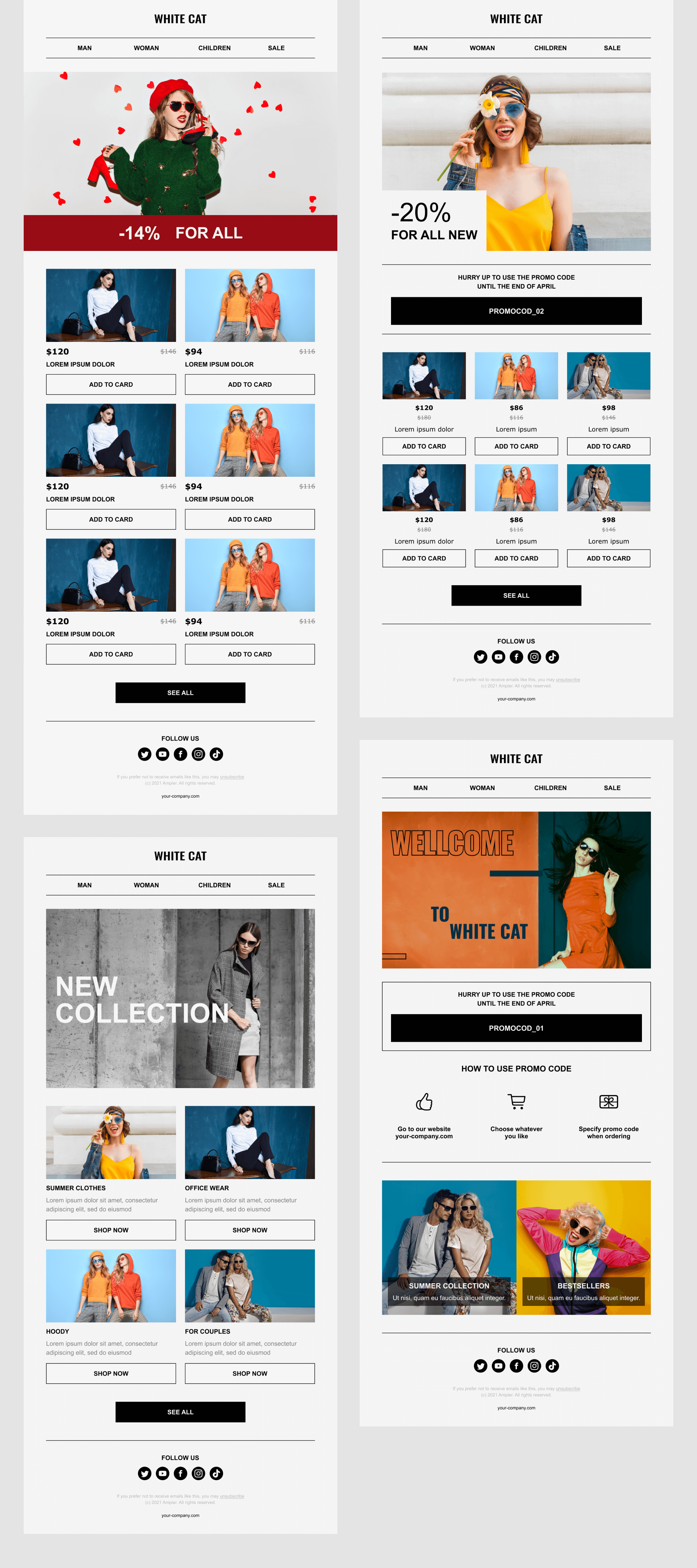 Email Templates. Fashion Outlet. E-commerce presentation image