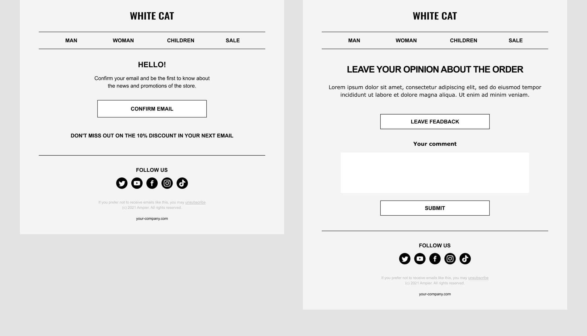 Email Templates. Fashion Outlet. E-commerce presentation image
