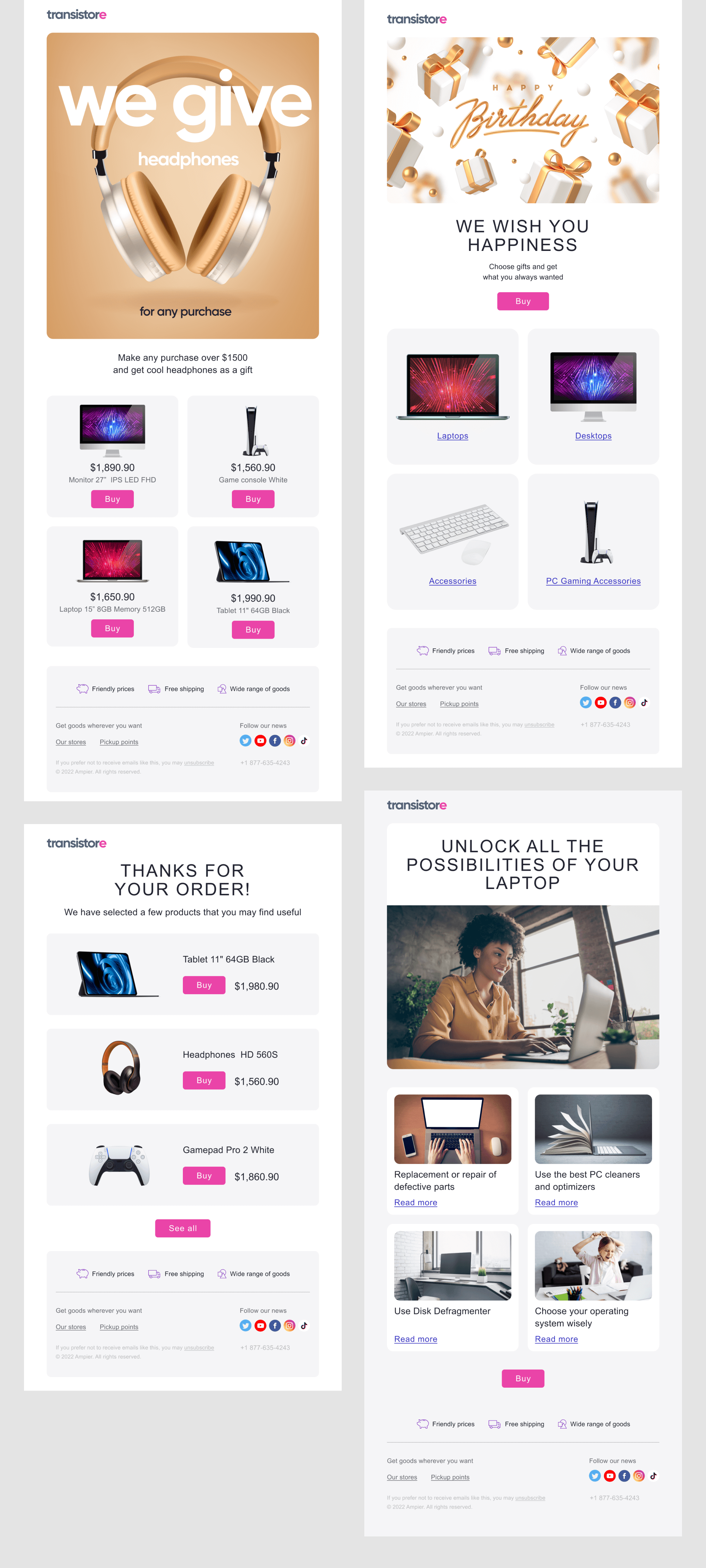 Email Templates. Electronics Store. E-commerce presentation image