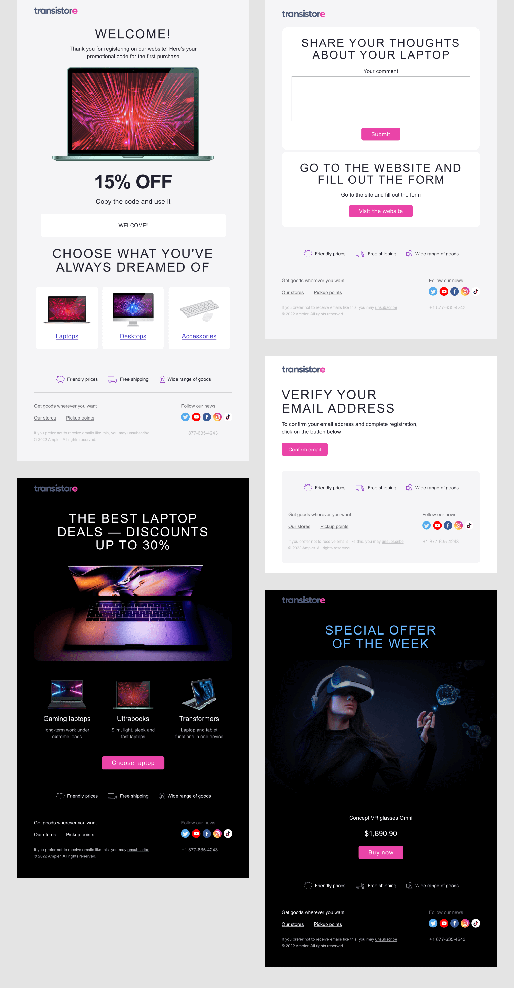 Email Templates. Electronics Store. E-commerce presentation image