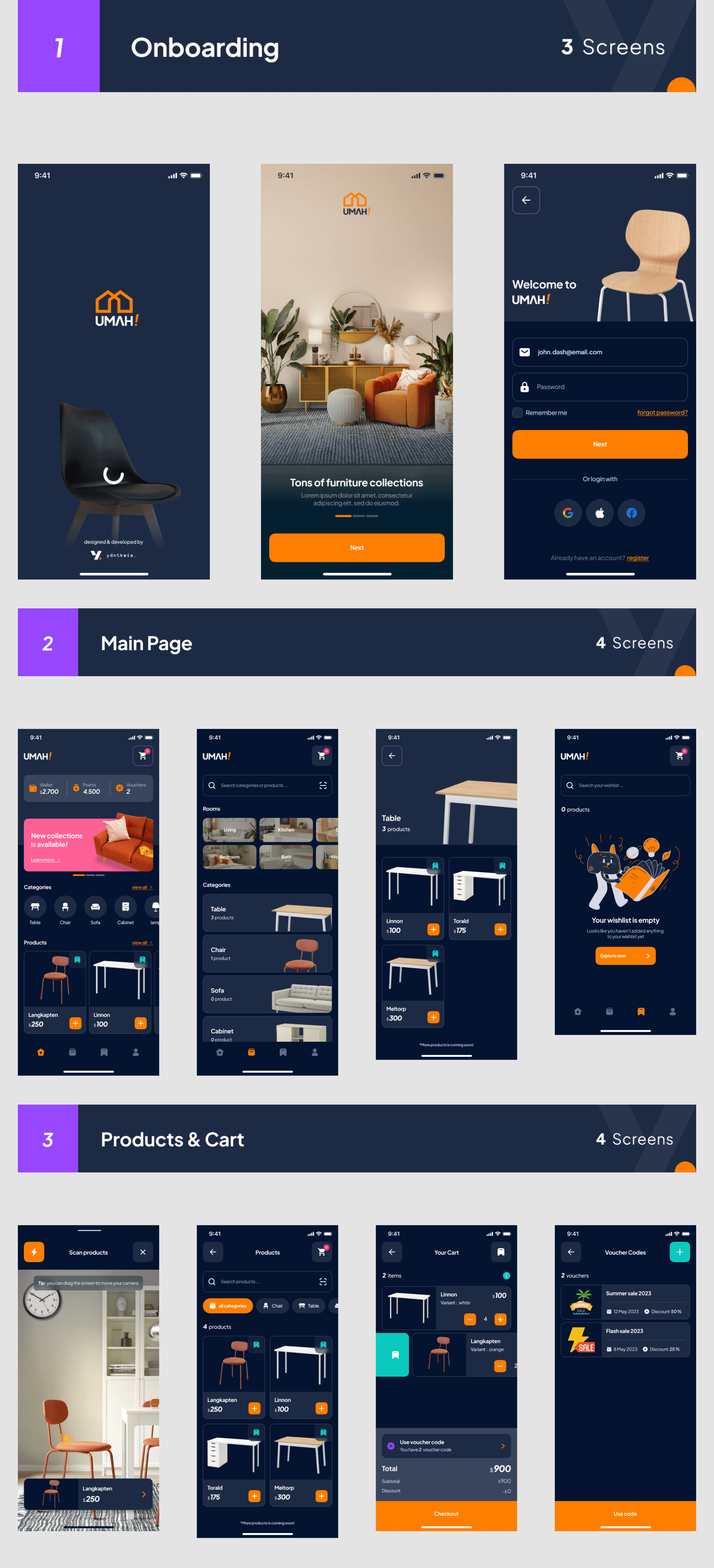 UMAH! - Furniture eCommerce App UI Kit presentation image