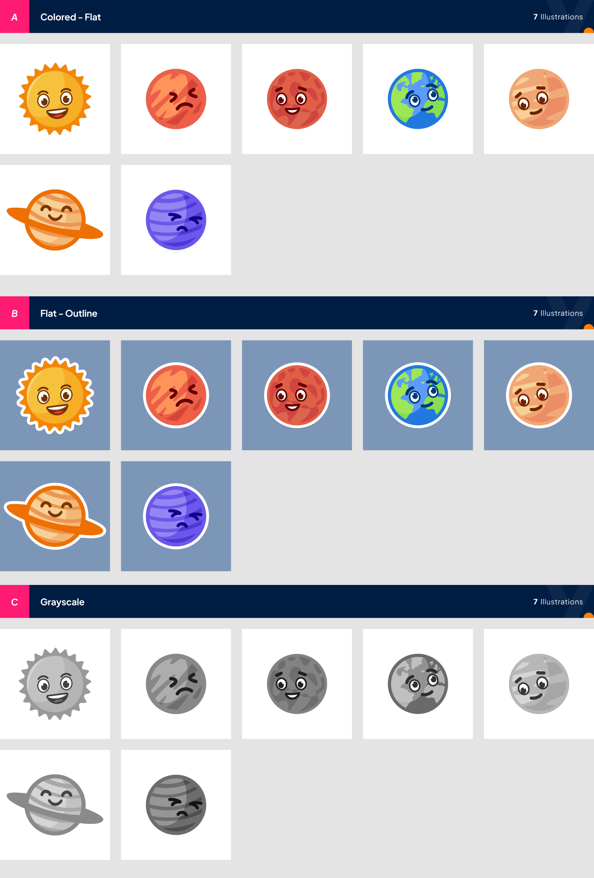 Free Cute Solar System Illustrations Pack presentation image