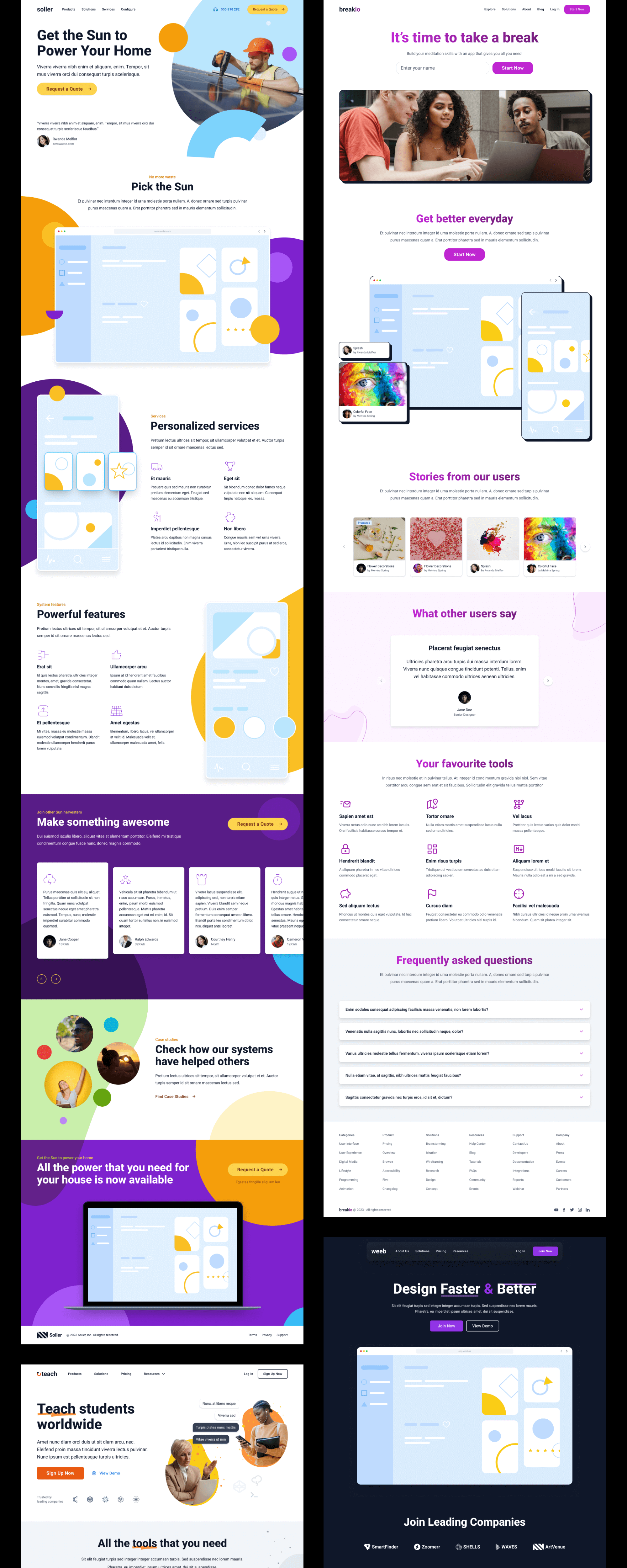 Landing Page Kit - Free 13 Landing Pages Collection for UI UX Design presentation image