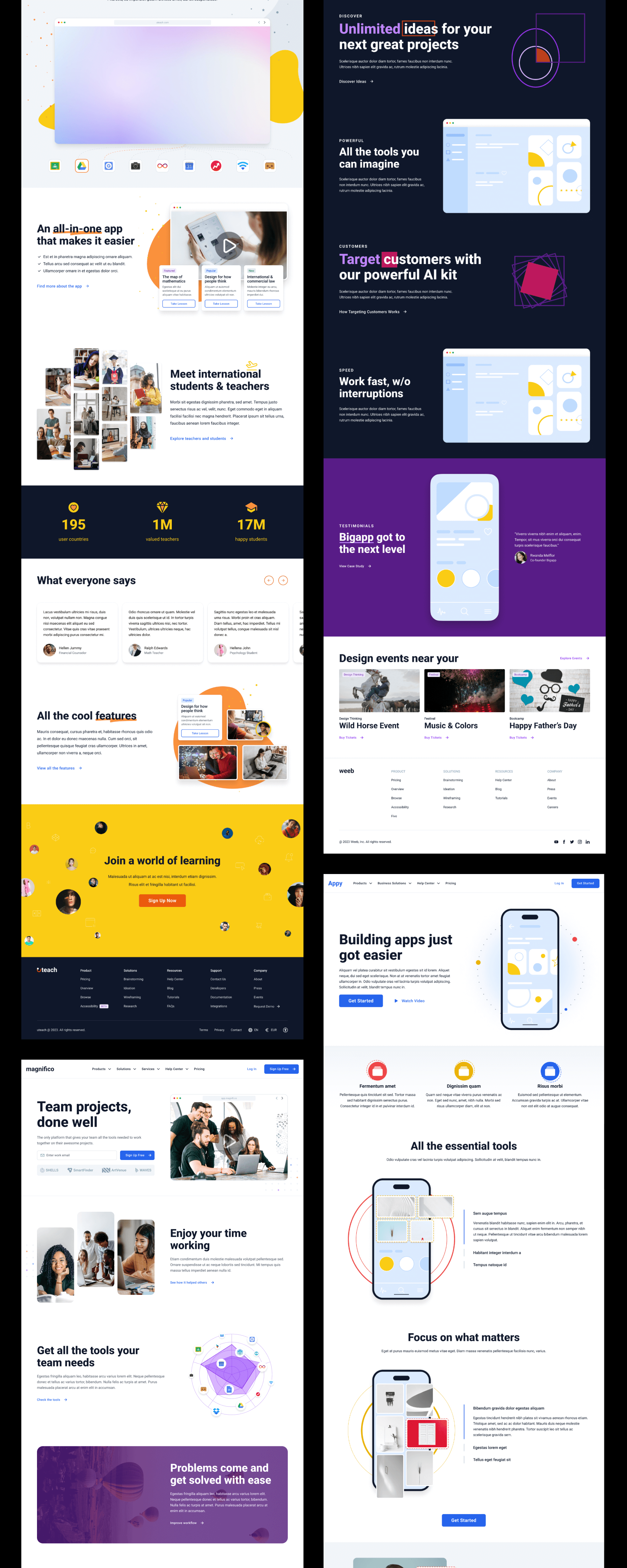 Landing Page Kit - Free 13 Landing Pages Collection for UI UX Design presentation image