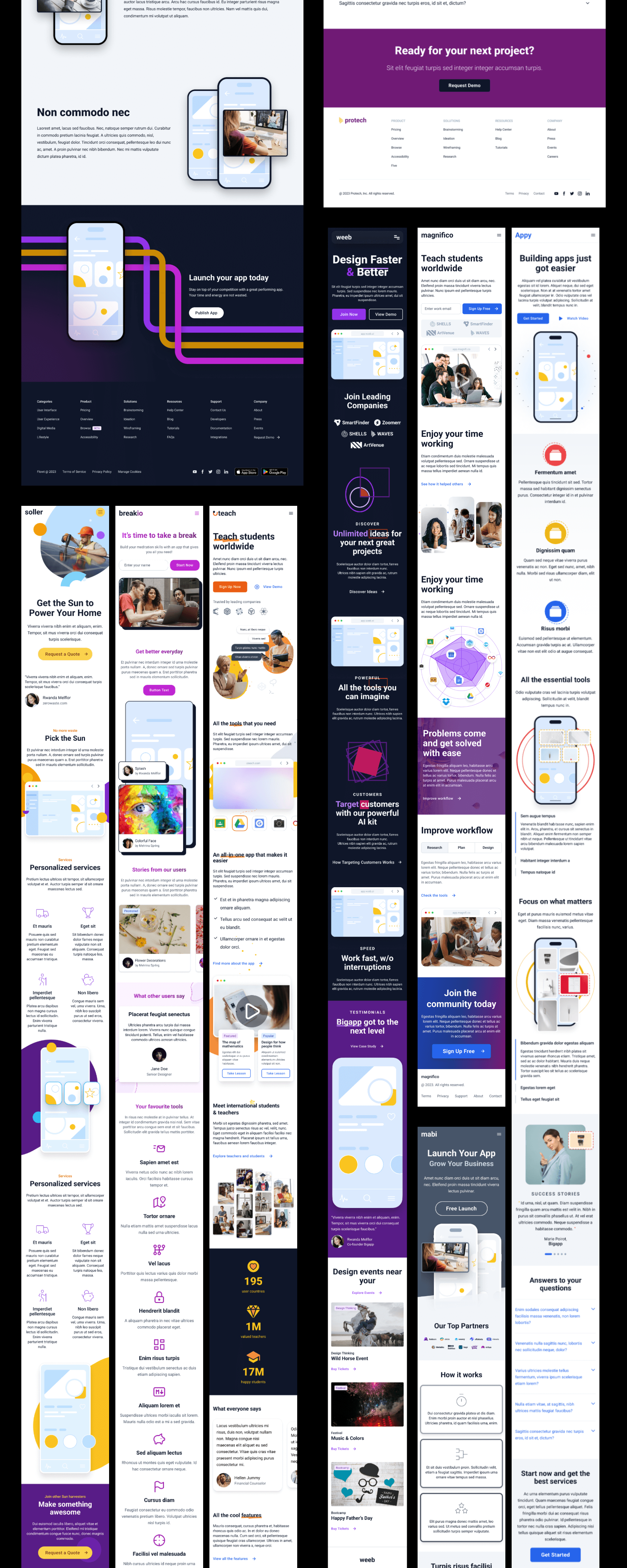 Landing Page Kit - Free 13 Landing Pages Collection for UI UX Design presentation image