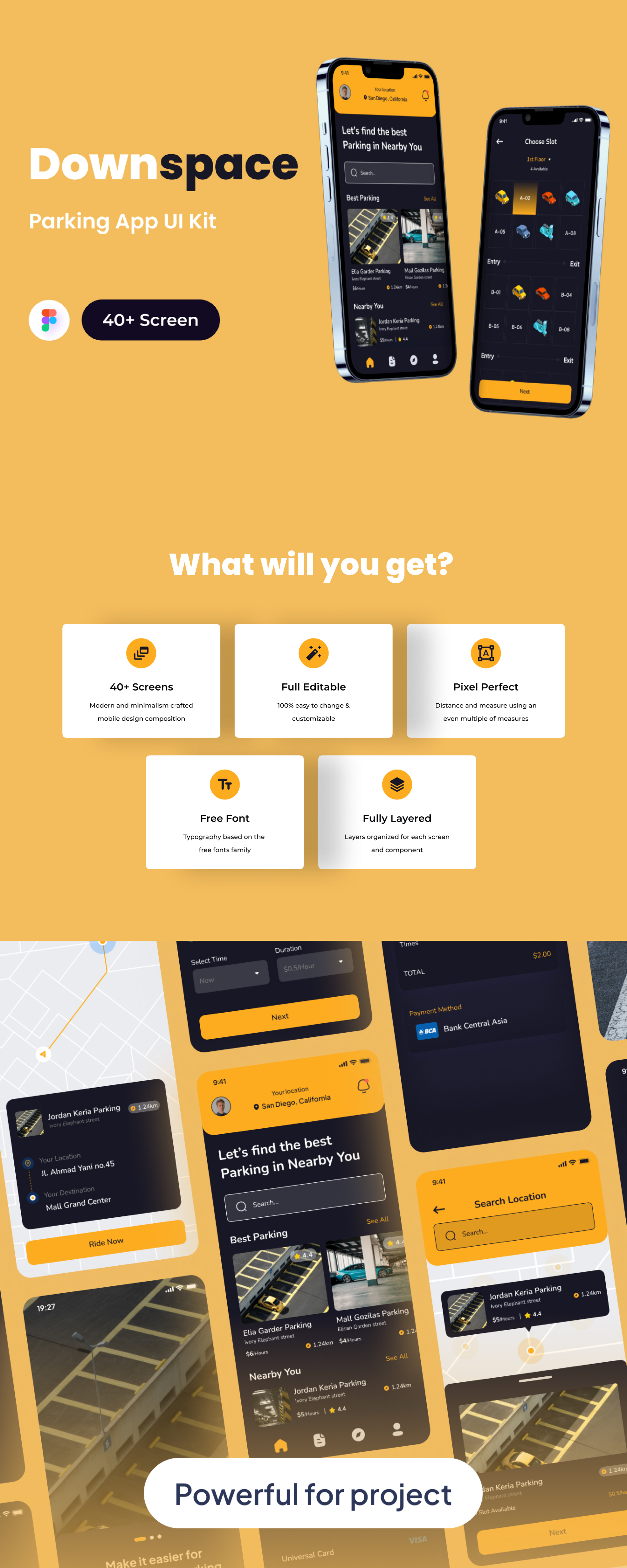 Downspace - Parking App UI Kits presentation image
