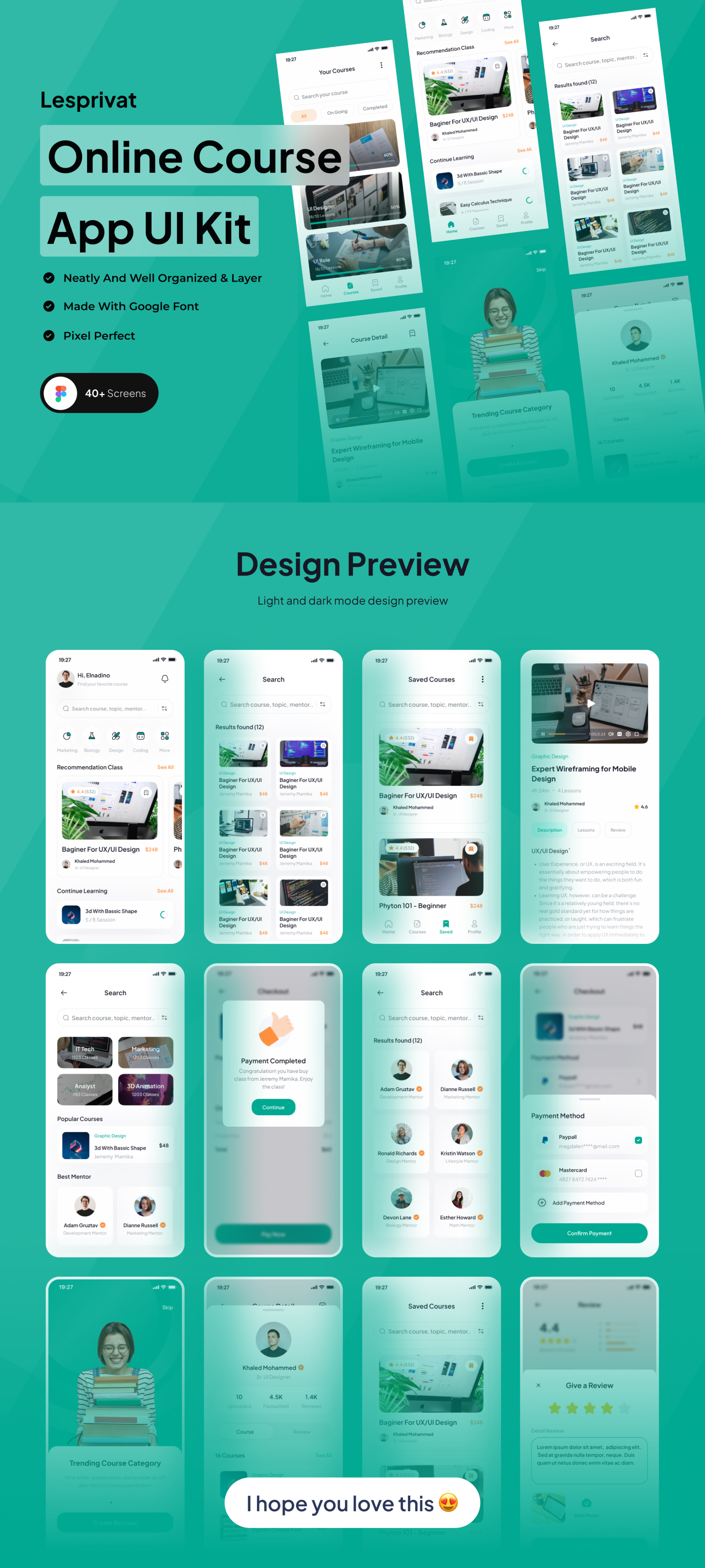 Lesprivat - Online Course App UI Kit presentation image