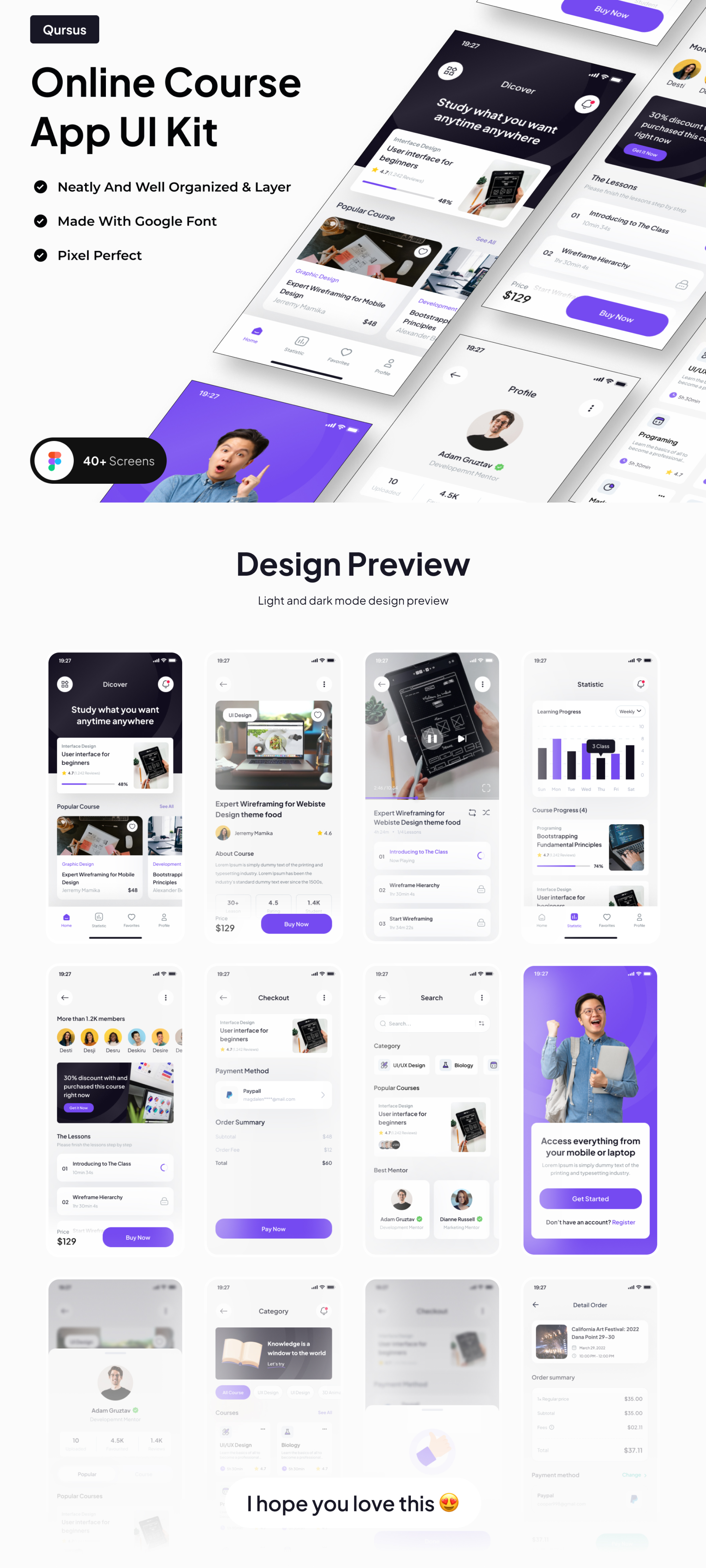 Qursus - Online Course App UI Kit presentation image