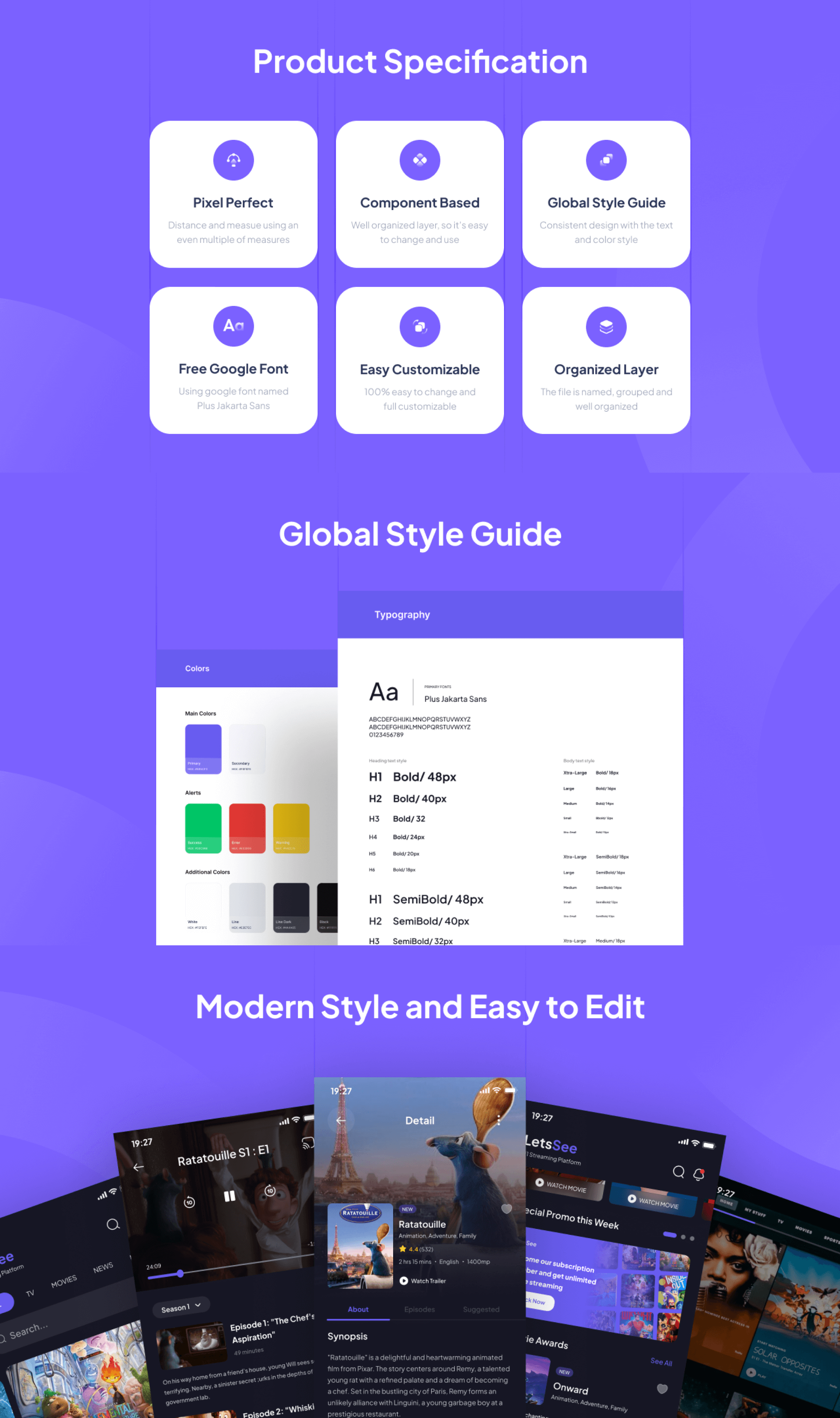 Lets See - Movie Streaming UI Kit presentation image