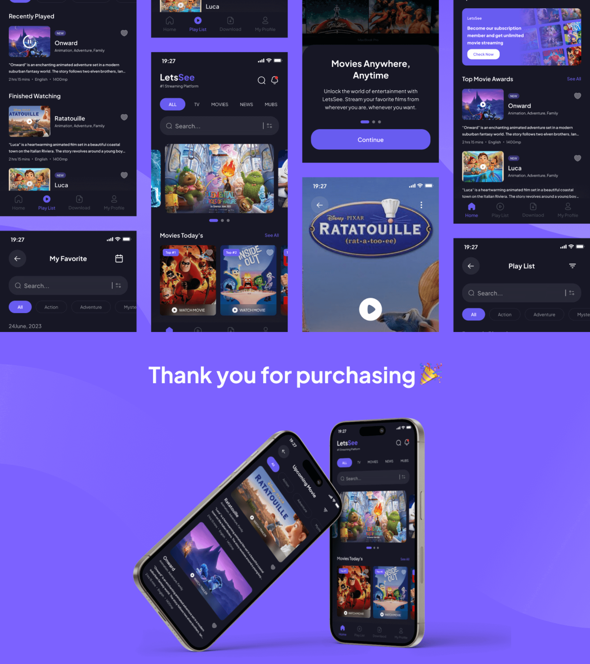 Lets See - Movie Streaming UI Kit presentation image