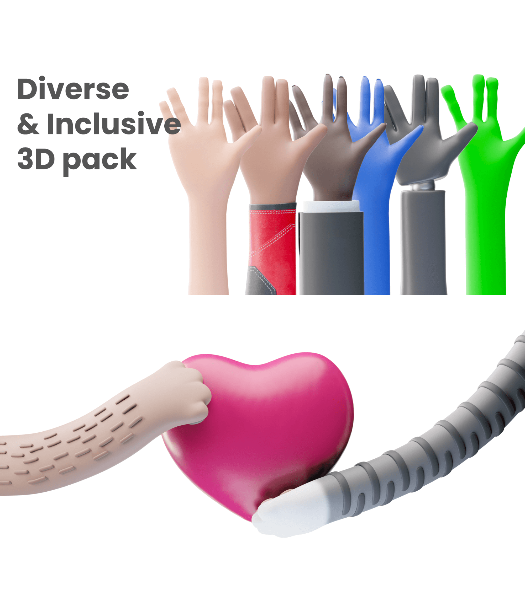 HANDZ 2.0 - Various 3D hands with gestures and sleeves presentation image