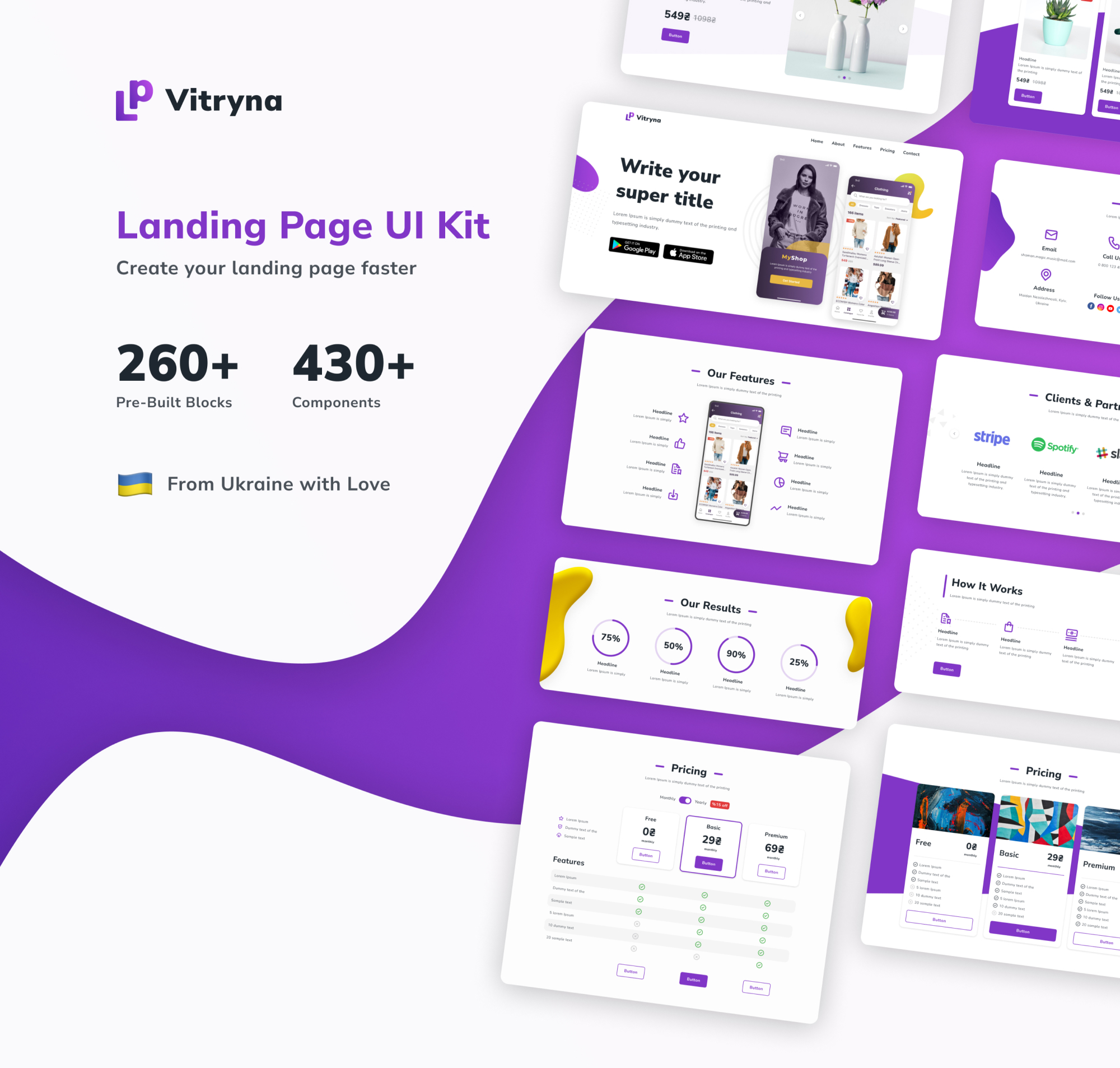 LP Vitryna - Landing Page UI Kit (Free Templates) presentation image