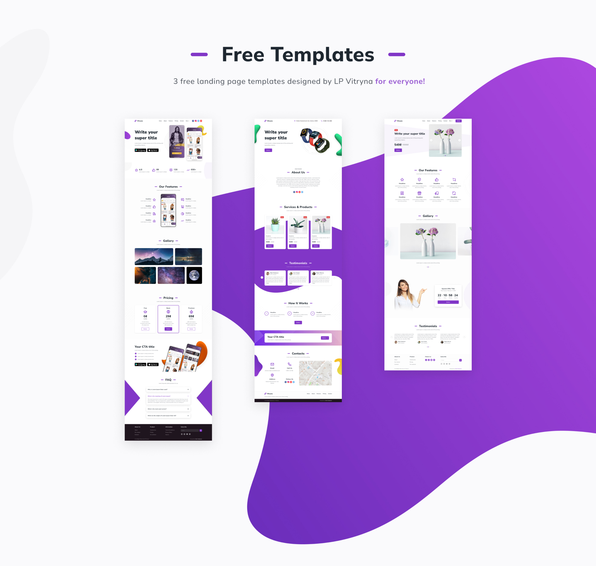LP Vitryna - Landing Page UI Kit (Free Templates) presentation image