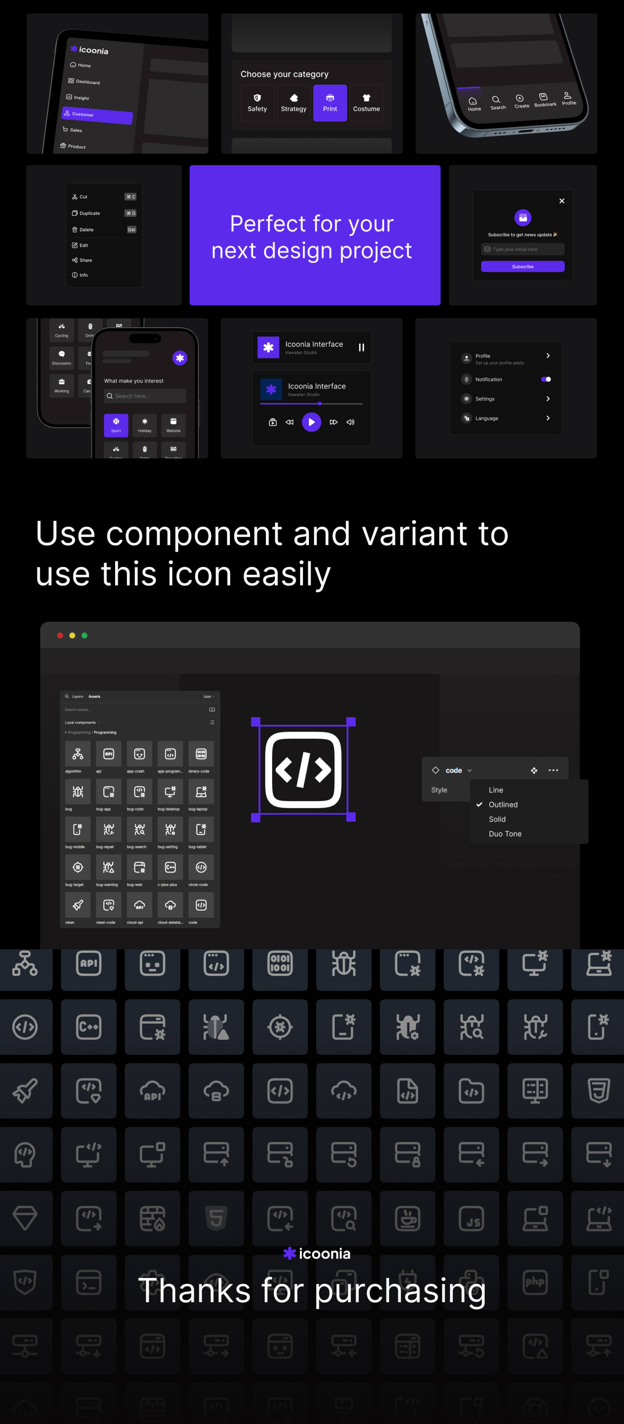 Icoonia - Programming Icon Pack presentation image
