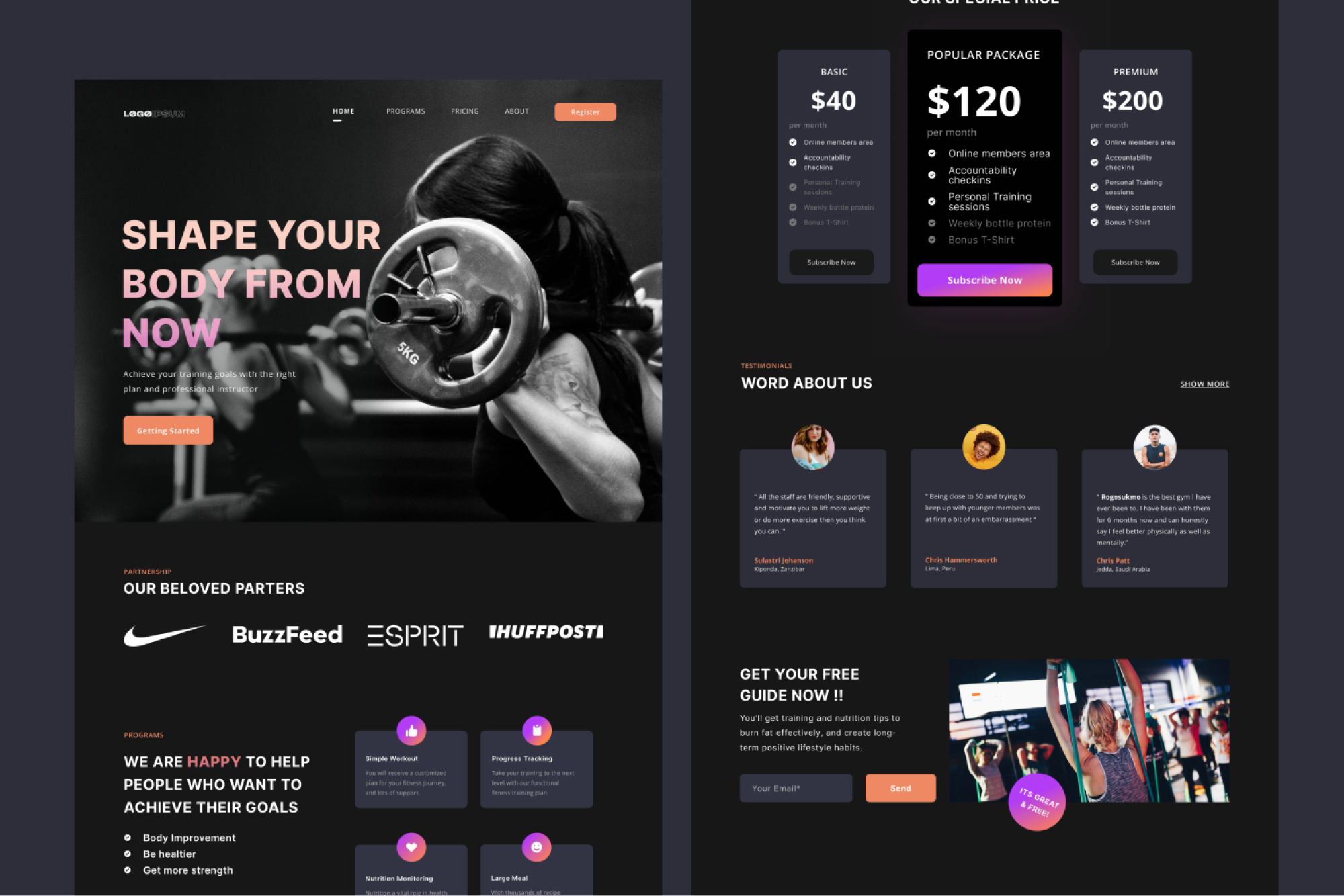 ElevateFit - Workout & Fitness Landing Page presentation image