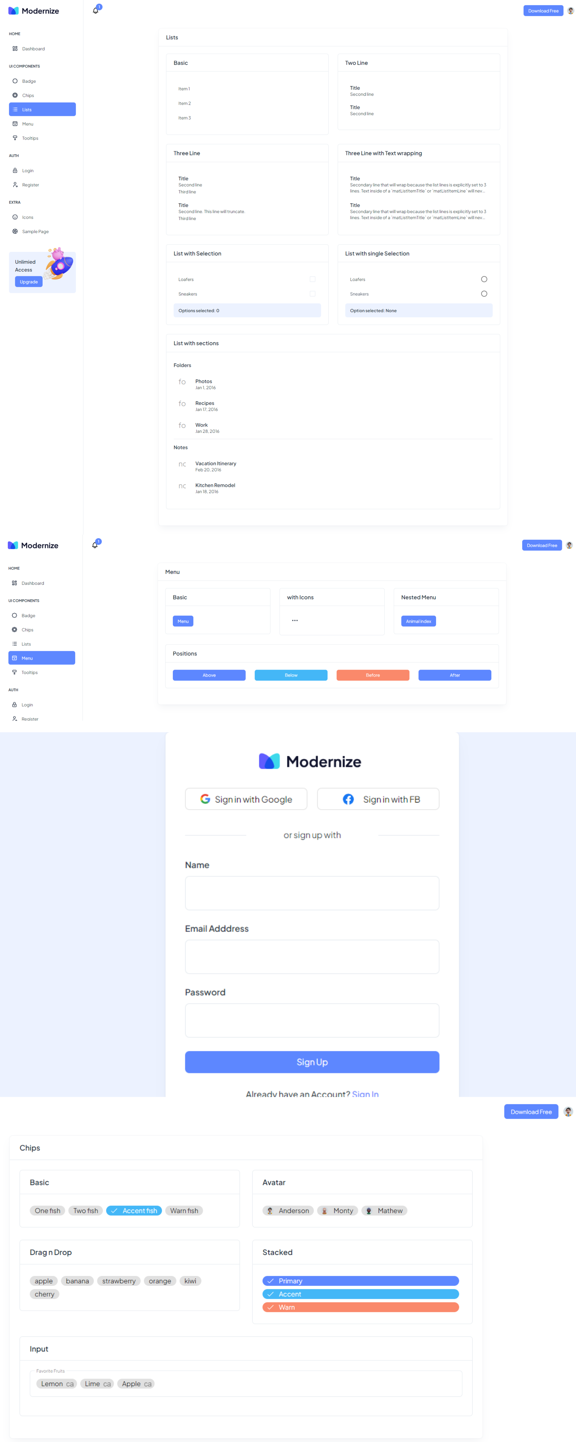 Modernize Angular Admin Dashboard presentation image
