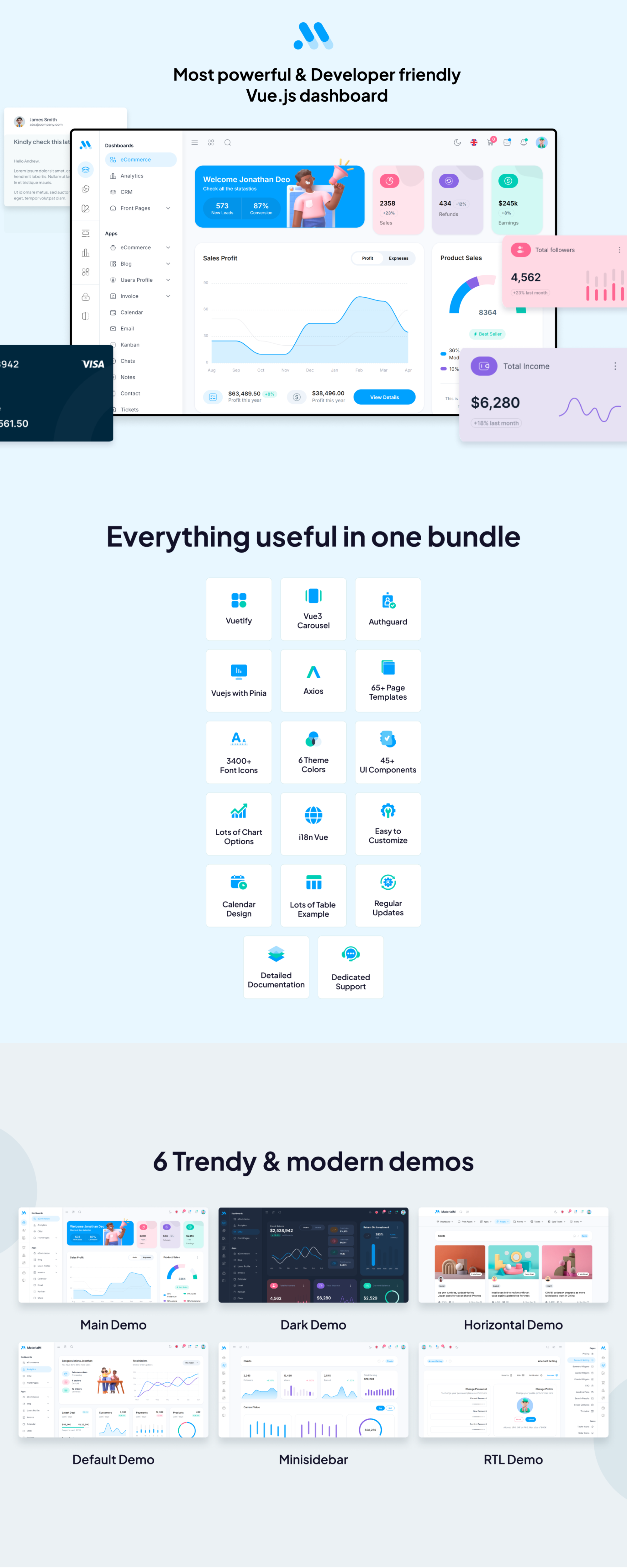 MaterialM Vuejs Admin Dashboard Template presentation image