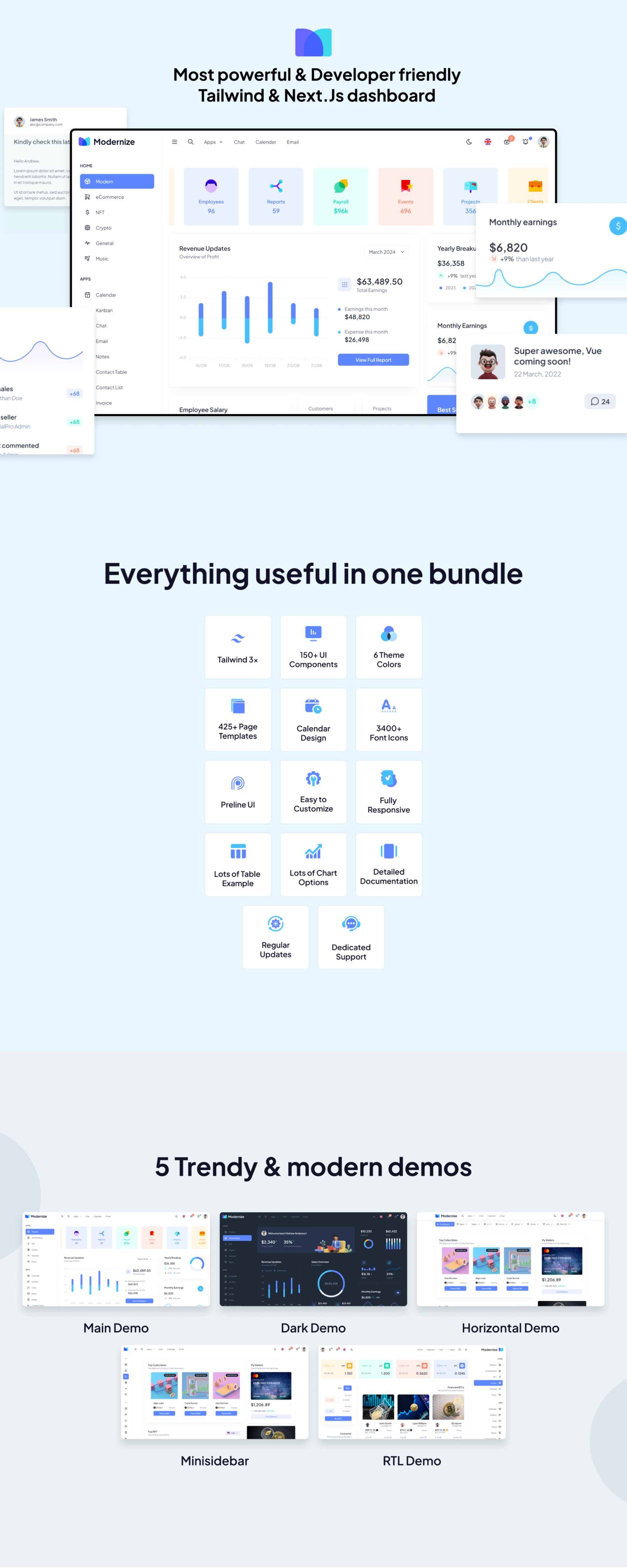Modernize Tailwind & Nextjs Admin Dashboard Template presentation image