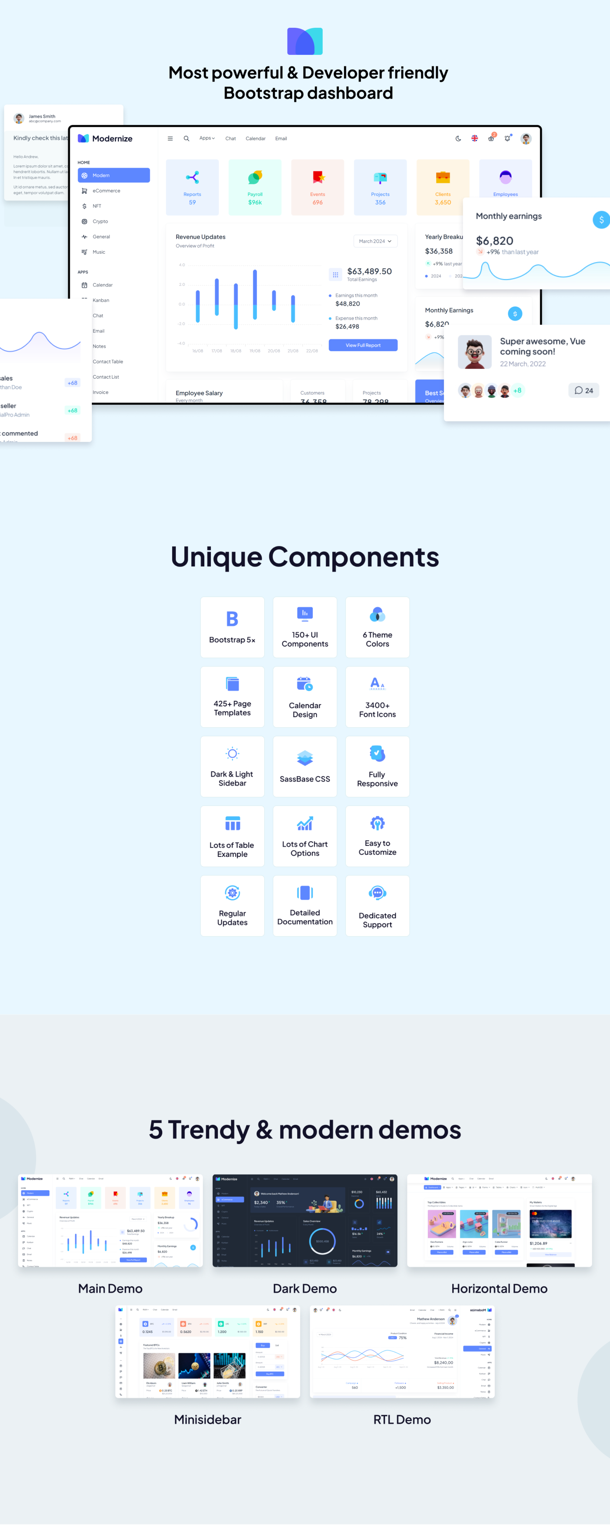 Modernize Bootstrap Admin Dashboard Template presentation image