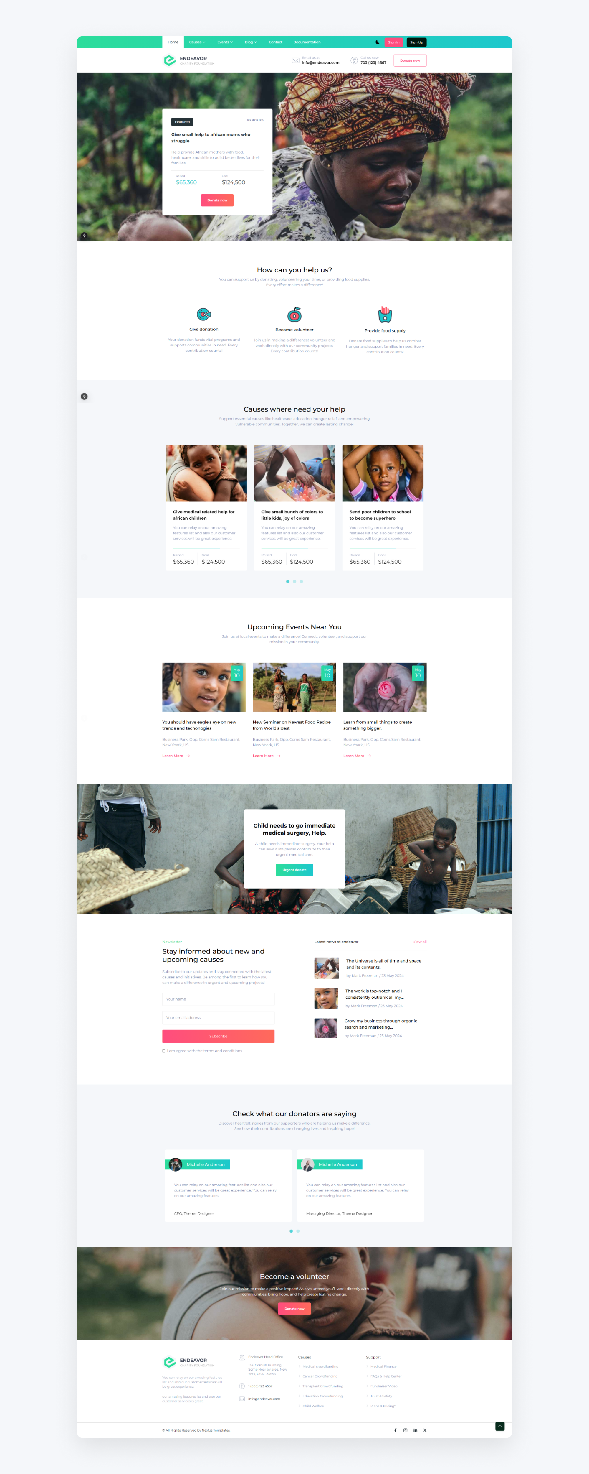 Endeavor Pro Nextjs Charity Website Template presentation image