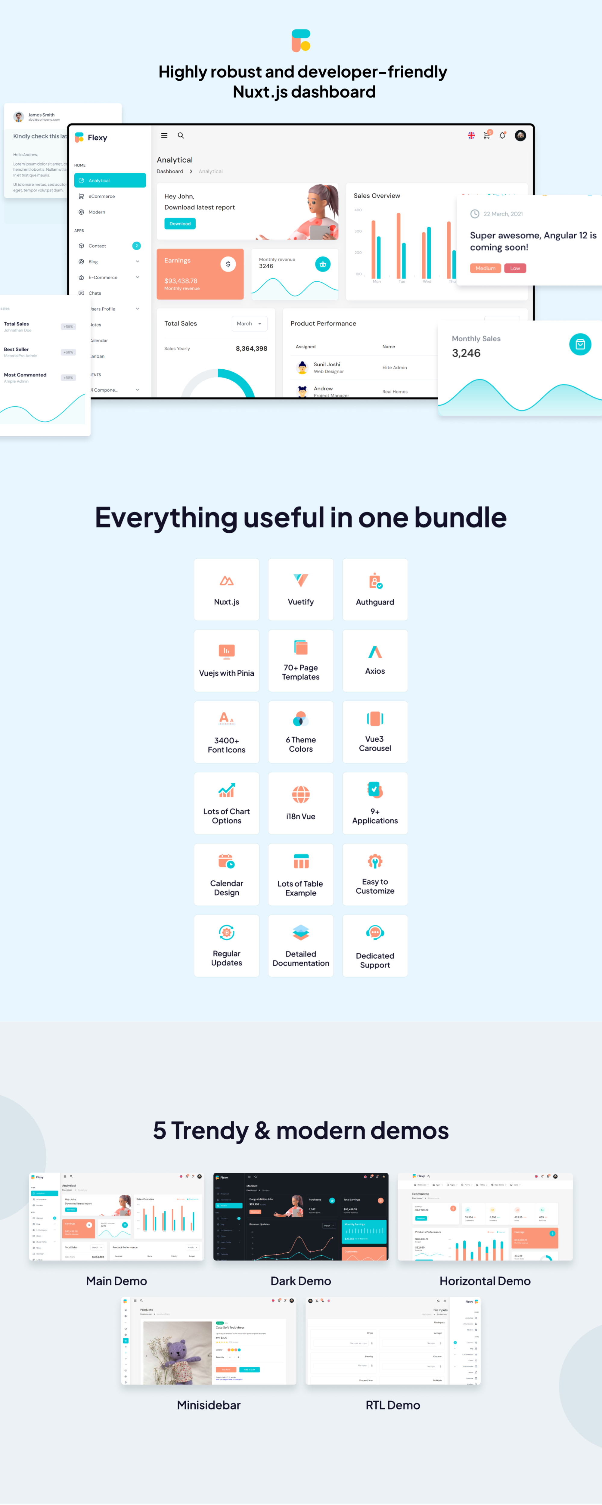 Flexy NuxtJs Admin Dashboard Template presentation image