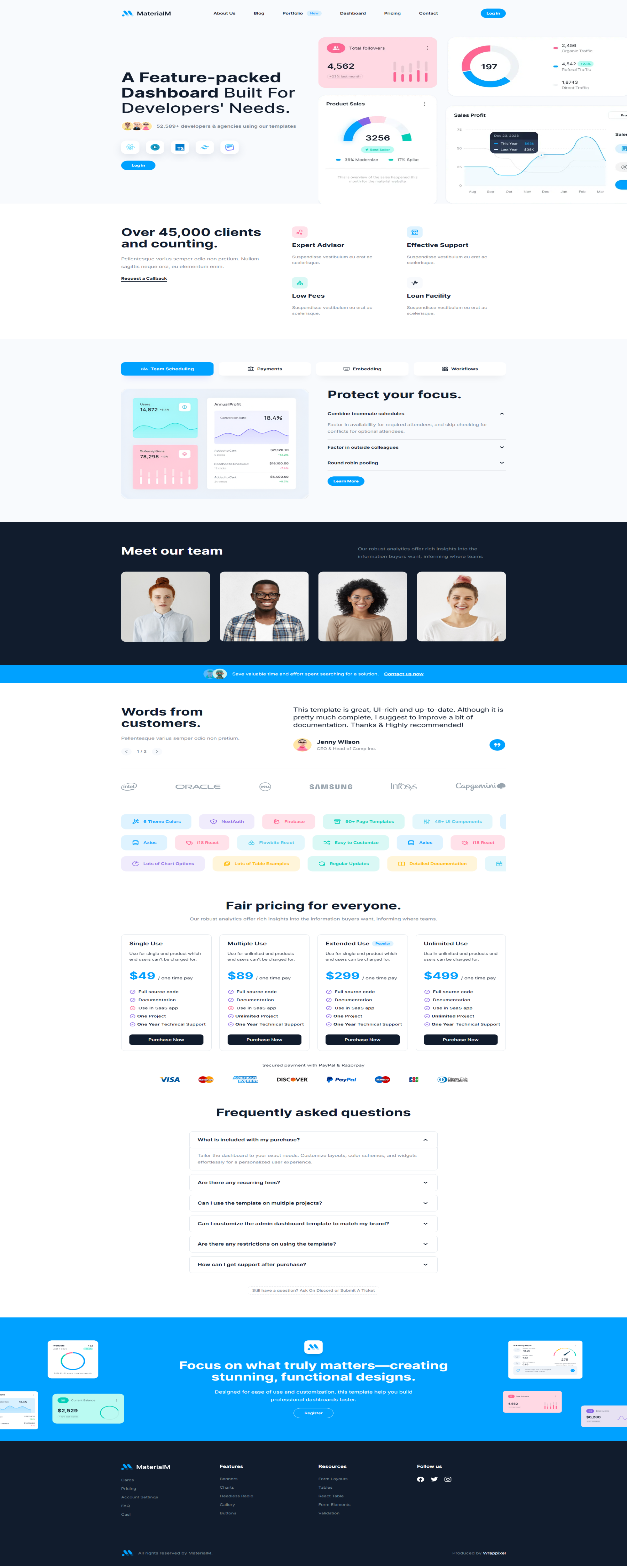 MaterialM React Tailwind Admin Dashboard Template presentation image