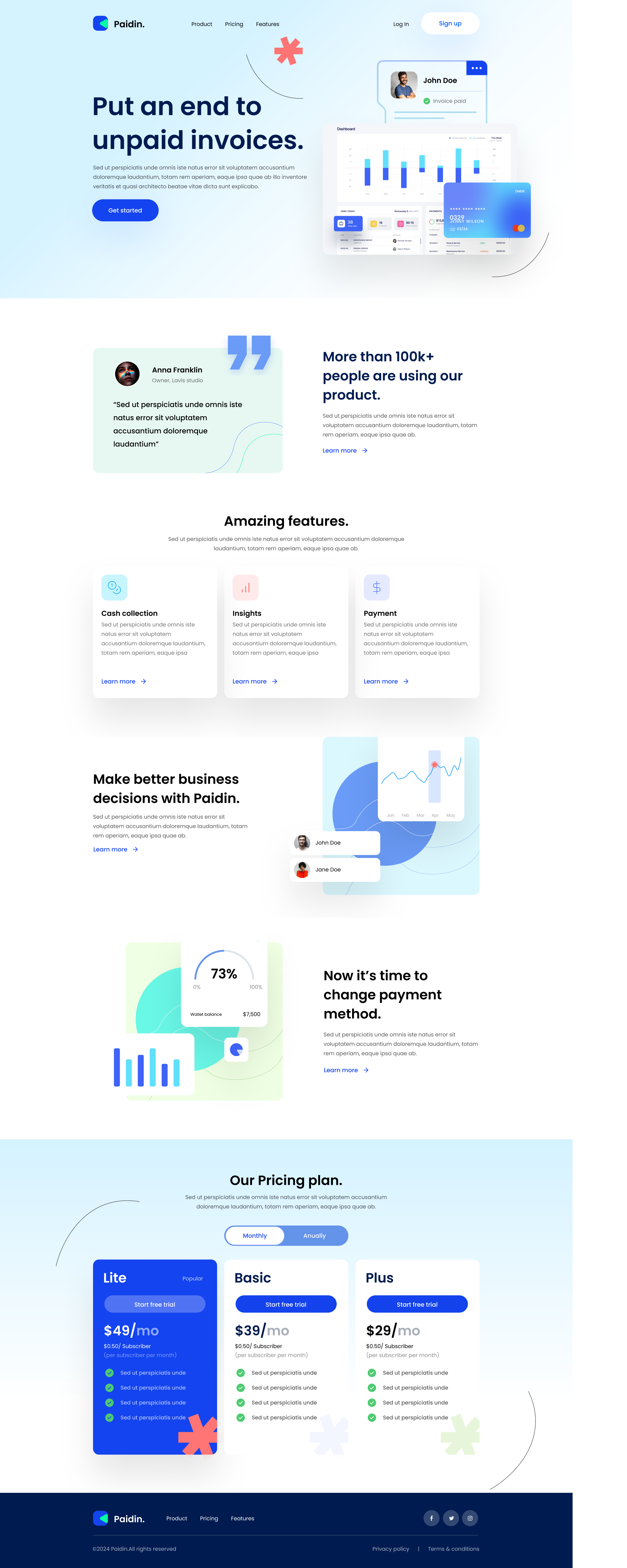 Paidin Free NextJs Landing Page Template with App Directory Routing presentation image