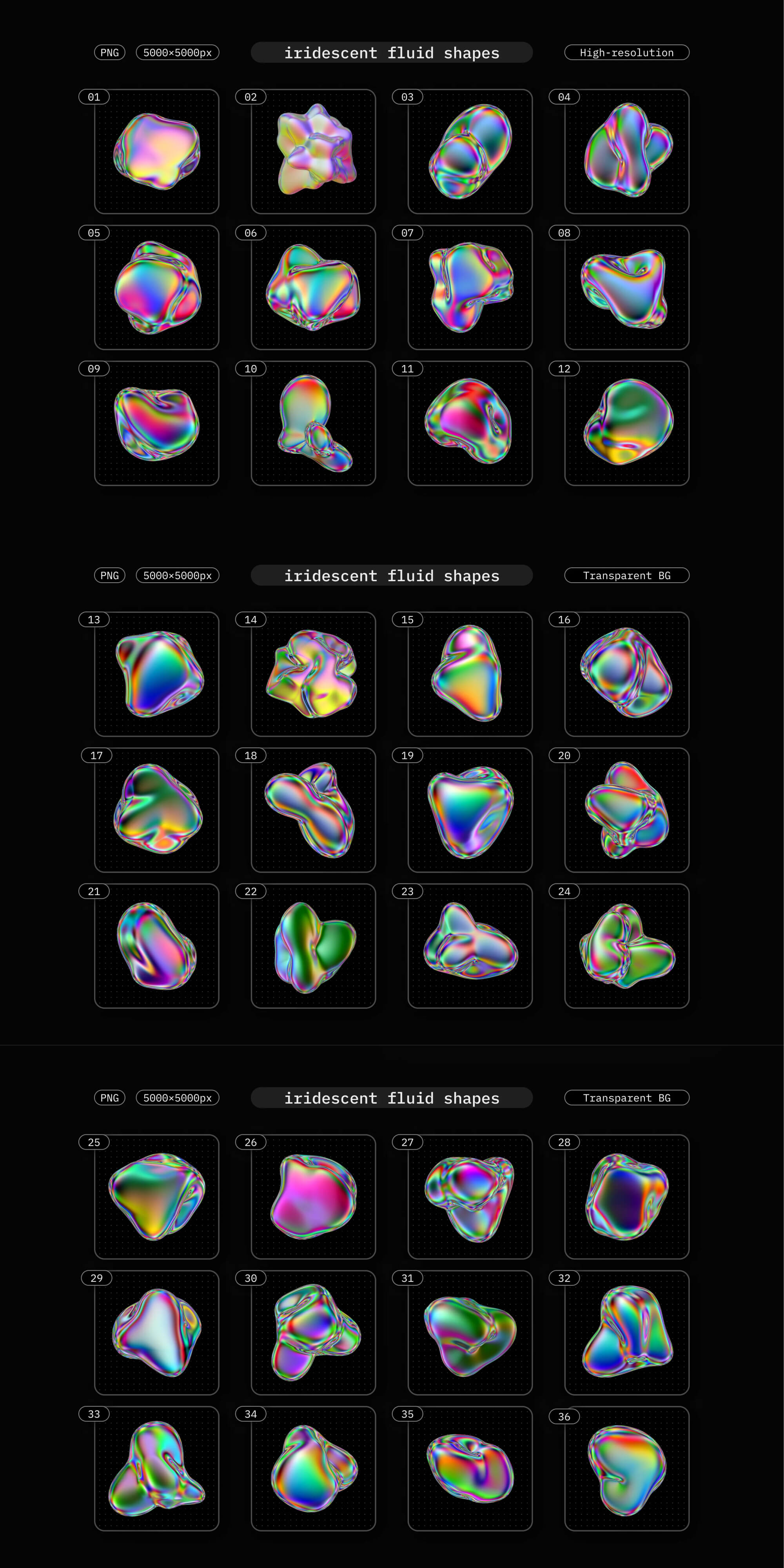 Iridescent Fluid 3D Shapes Collection presentation image