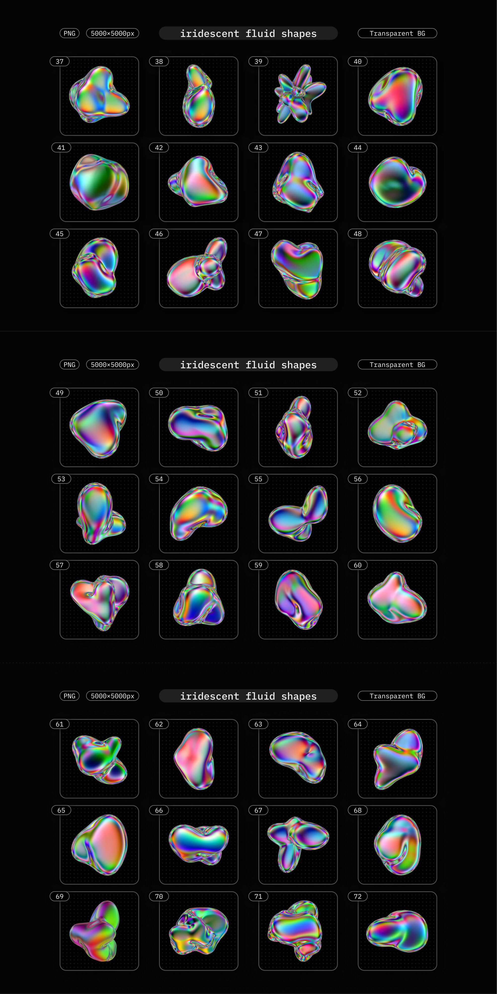 Iridescent Fluid 3D Shapes Collection presentation image