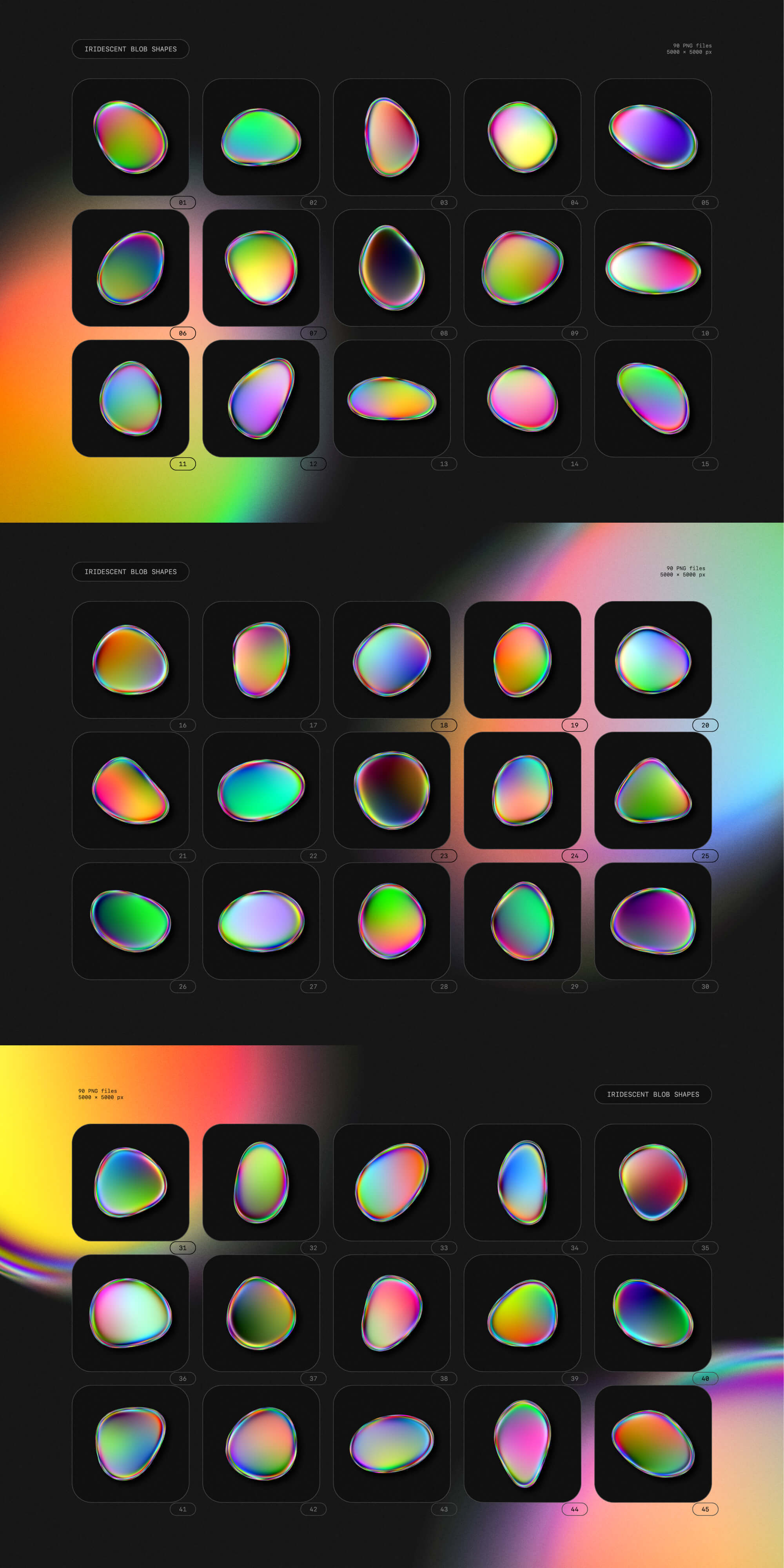 Iridescent Blob Shapes Collection presentation image